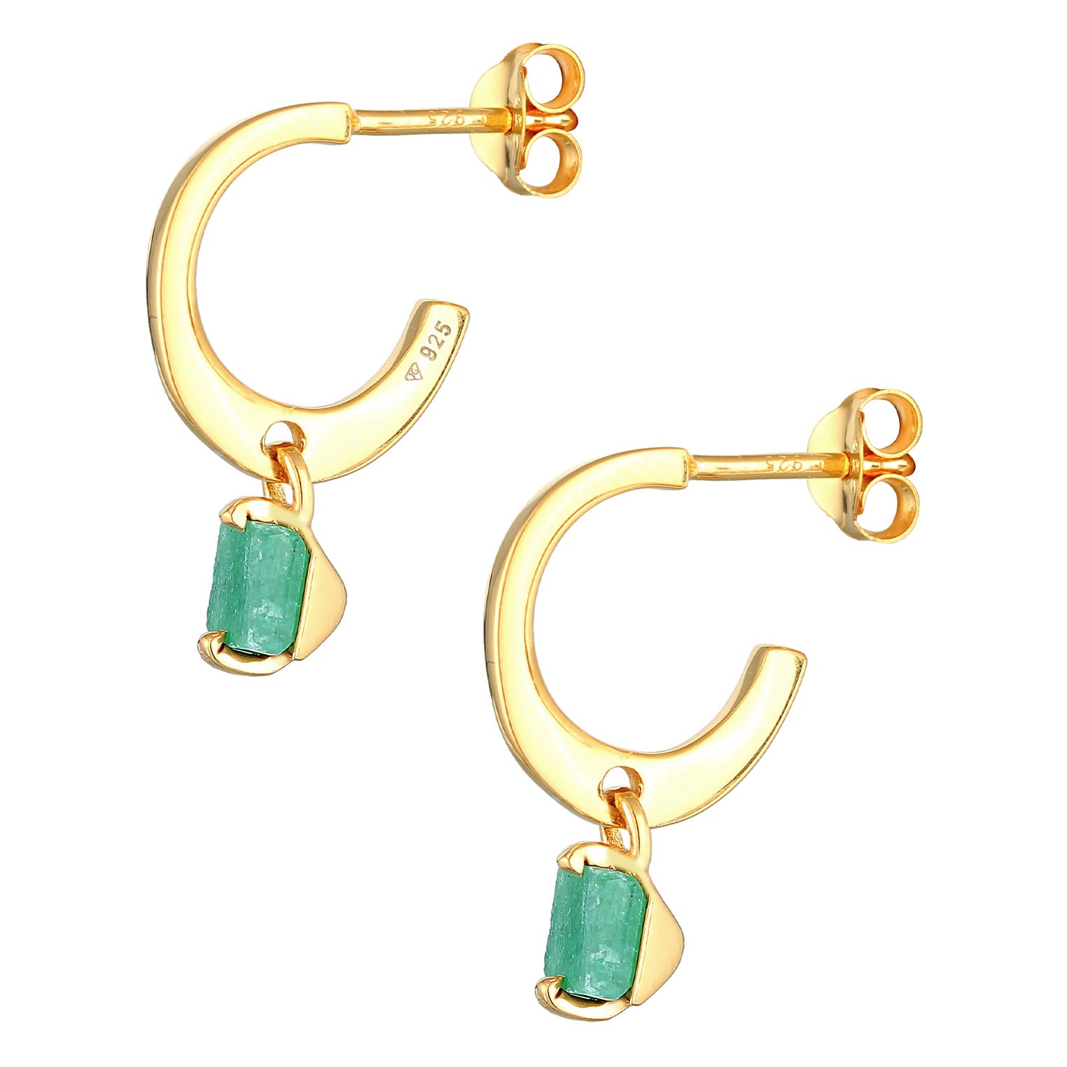 Gold - Elli PREMIUM | Creolen | Jade (grün) | 925er Sterling Silber