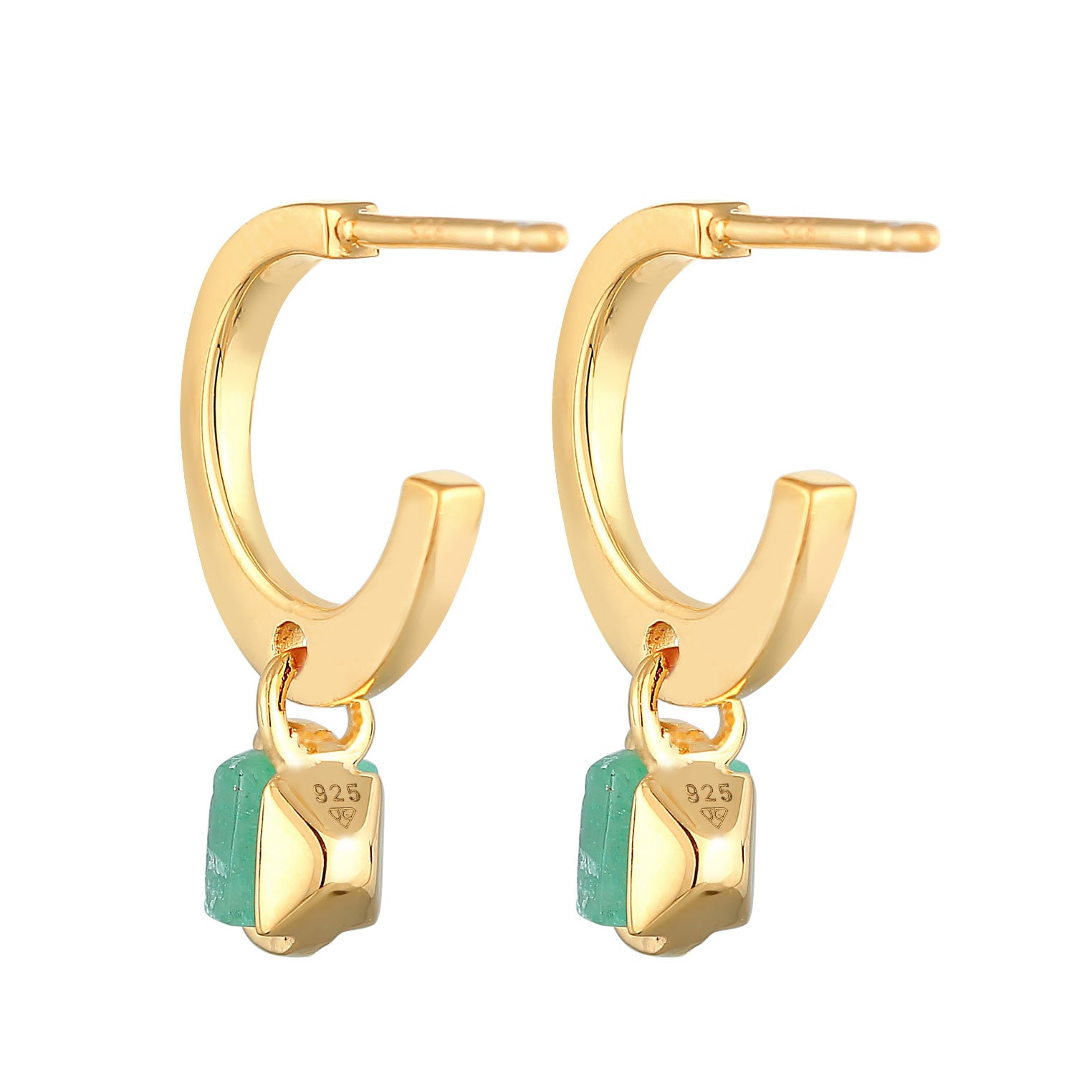 Gold - Elli PREMIUM | Creolen | Jade (grün) | 925er Sterling Silber