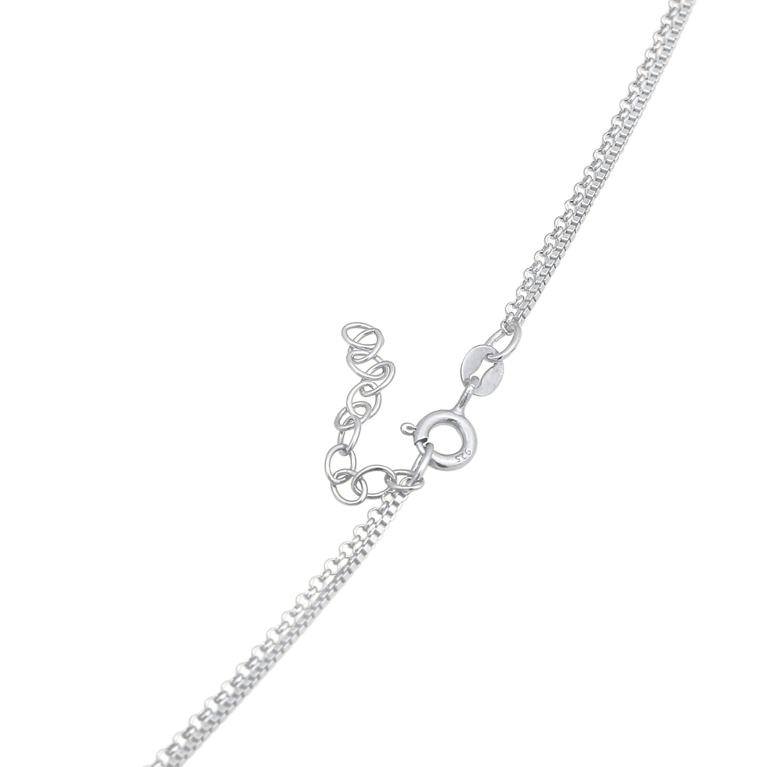 Silber - Elli | Layer-Halskette Münze | Zirkonia (weiß) | 925er Sterling Silber