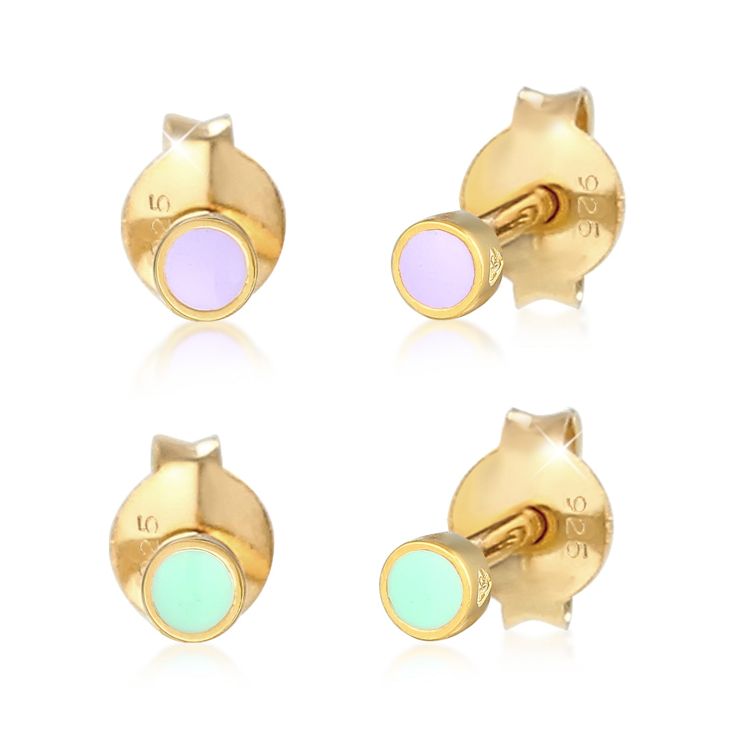 Gold - Elli | Ohrstecker Set | Emaille | 925er Sterling Silber Vergoldet