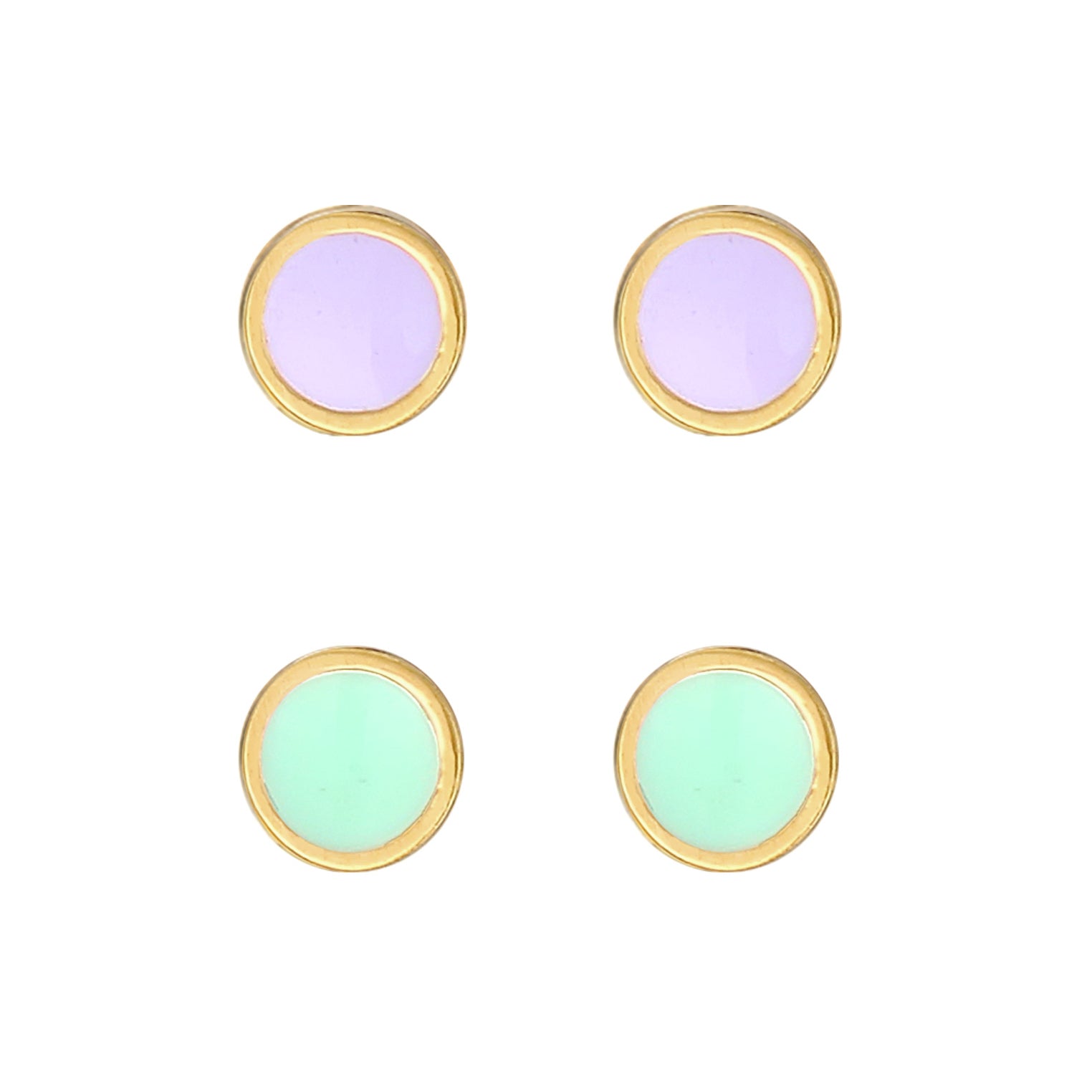 Gold - Elli | Ohrstecker Set | Emaille | 925er Sterling Silber Vergoldet