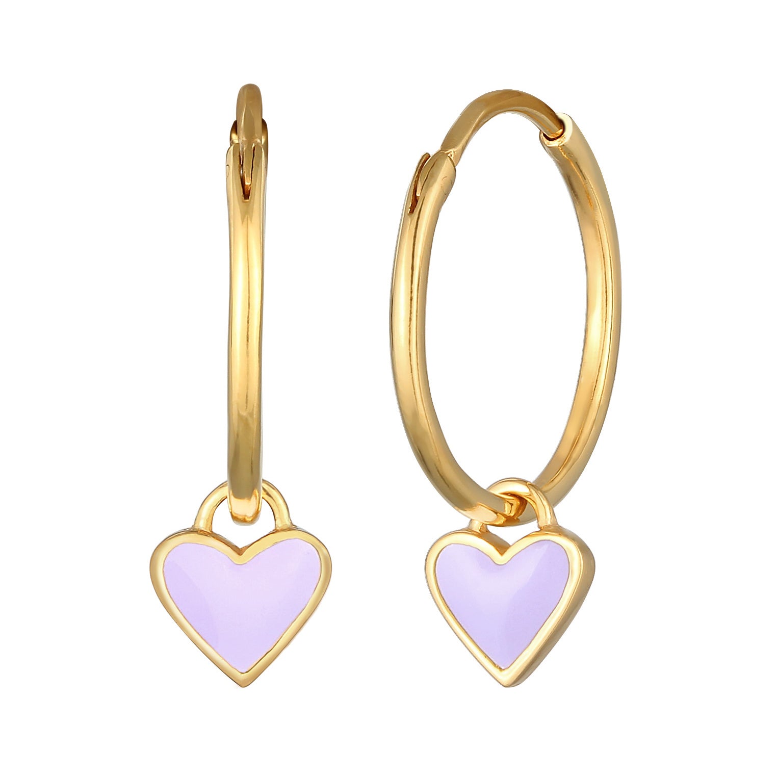 Hellviolett - Elli | Creolen Herz | Emaille (Lila) | 925er Sterling Silber Vergoldet