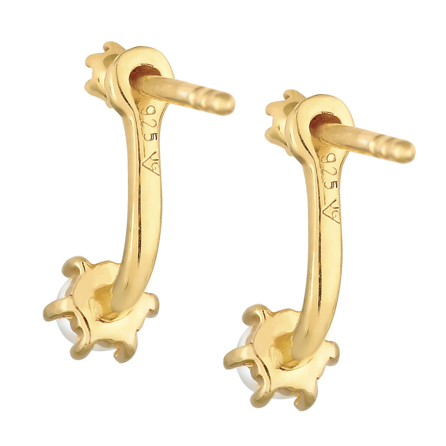 Gold - Elli DIAMONDS | Ear Jacket | Diamant (0.06 ct), Süßwasserperle | 925er Sterling Silber Vergoldet
