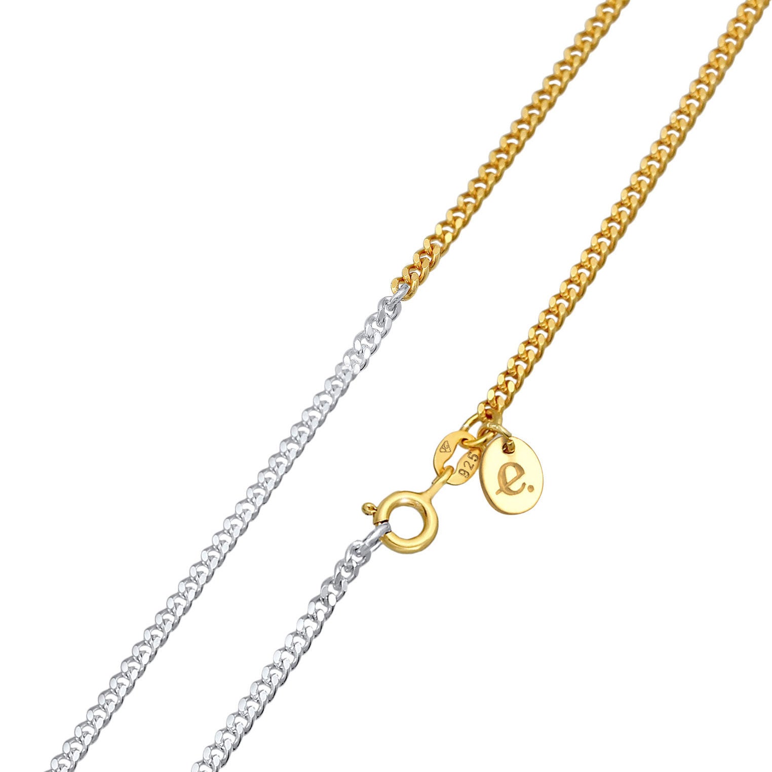 Bunt - Elli | Halskette Panzer Chain Bi-Color | 925er Sterling Silber Vergoldet