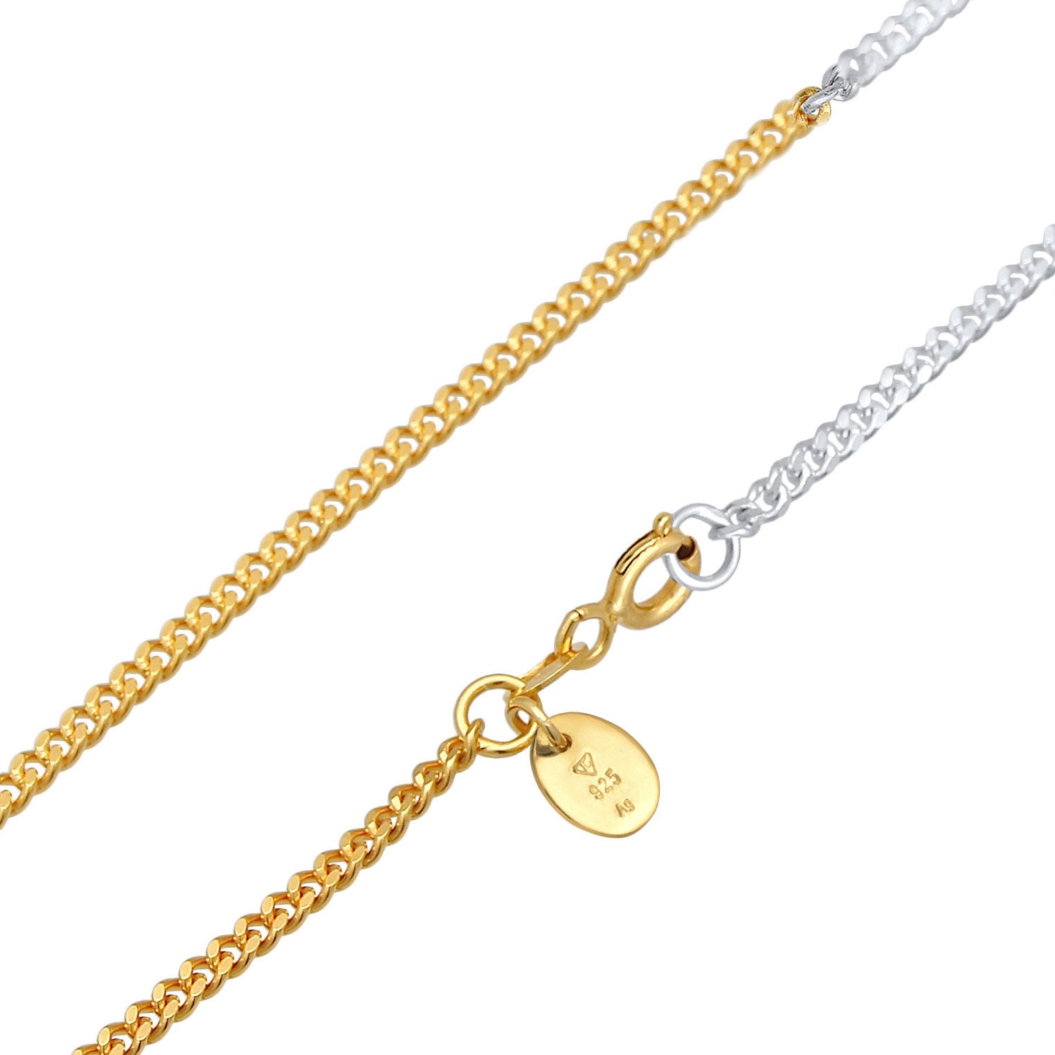 Bunt - Elli | Halskette Panzer Chain Bi-Color | 925er Sterling Silber Vergoldet