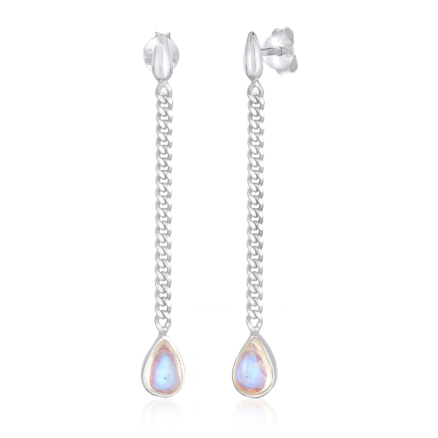 Silber - Elli PREMIUM | Ohrhänger Tropfen | Mondstein (Weiß) | 925er Sterling Silber