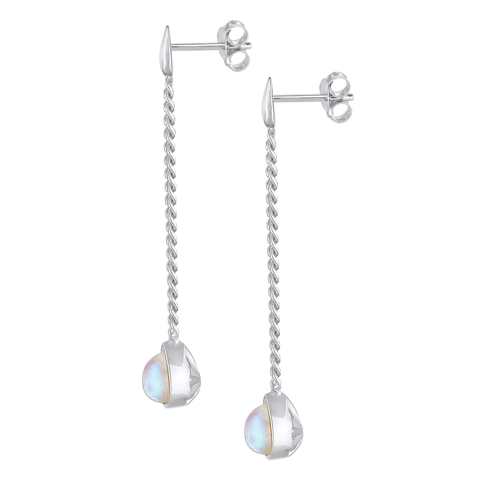 Silber - Elli PREMIUM | Ohrhänger Tropfen | Mondstein (Weiß) | 925er Sterling Silber