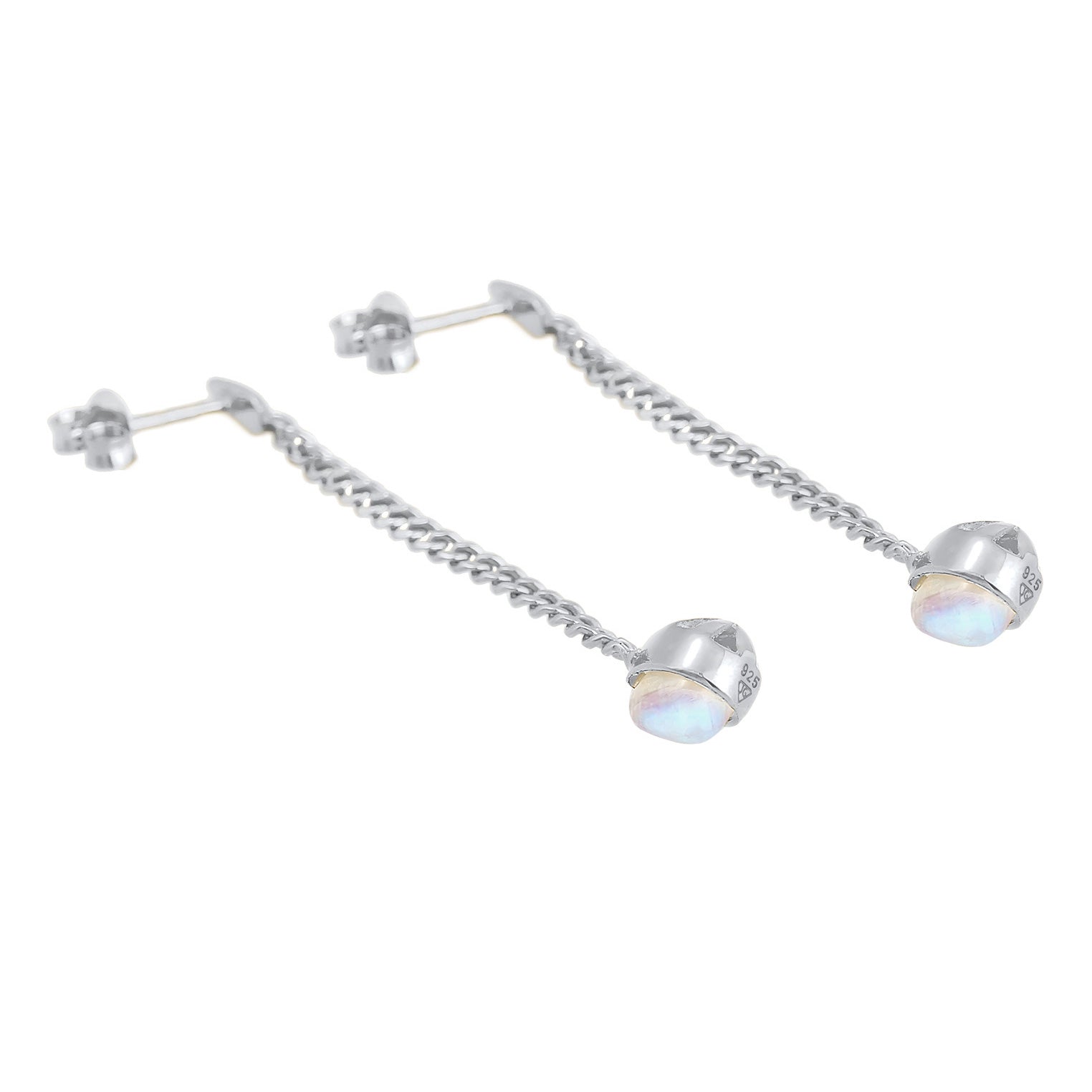 Silber - Elli PREMIUM | Ohrhänger Tropfen | Mondstein (Weiß) | 925er Sterling Silber