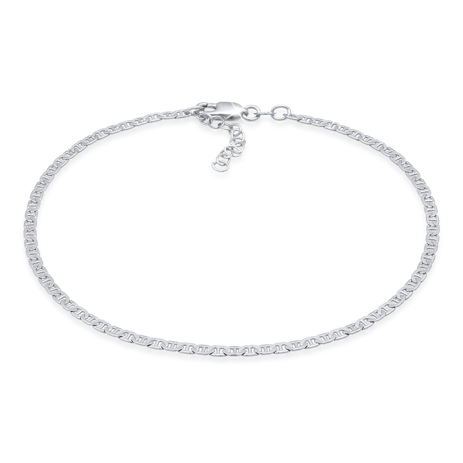 Silber - Elli | Fußkettchen Stäbchen-Panzerkette | 925er Sterling Silber