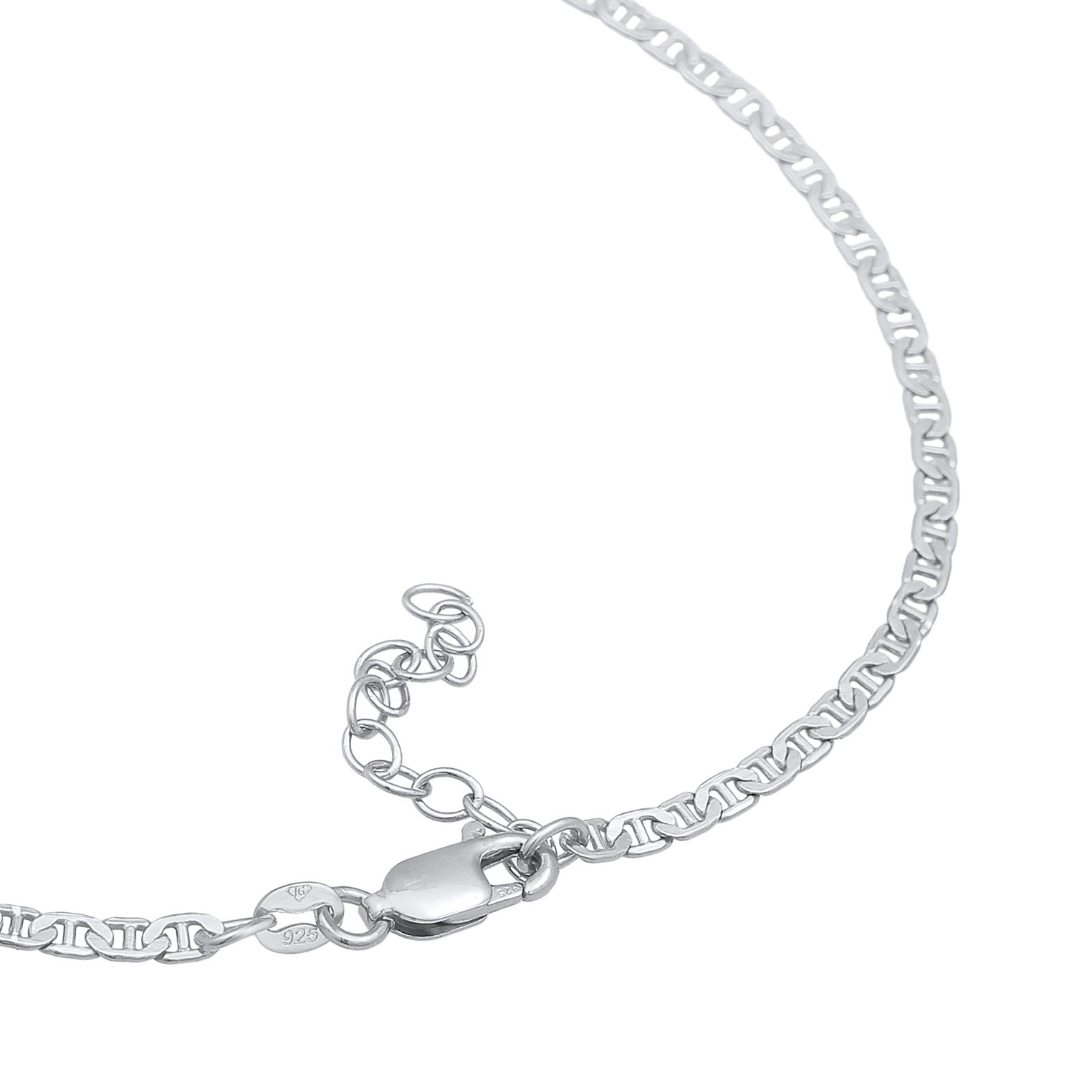 Silber - Elli | Fußkettchen Stäbchen-Panzerkette | 925er Sterling Silber