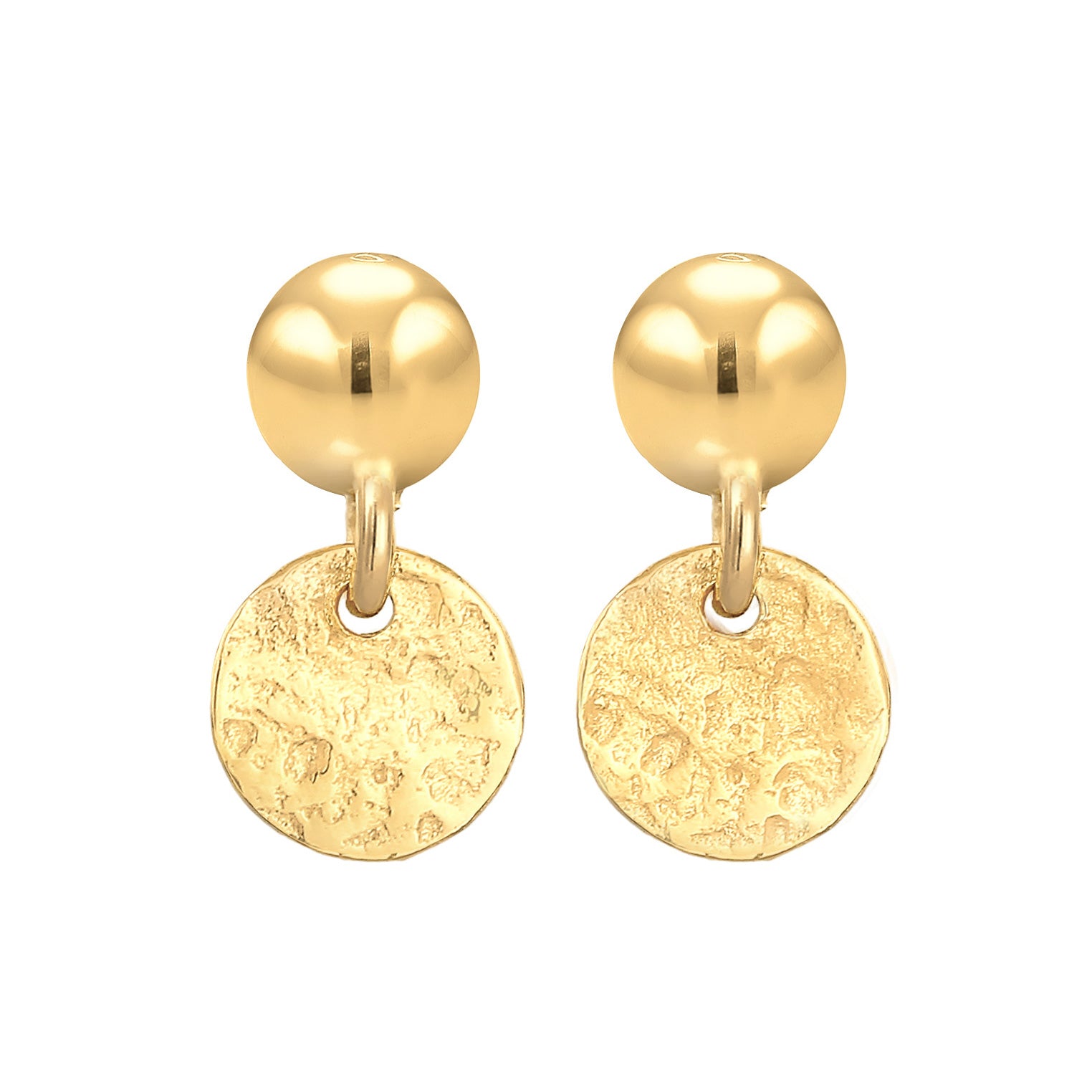 Gold - Elli PREMIUM | Ohrstecker Kugel Plättchen Antique | 375er Gelbgold