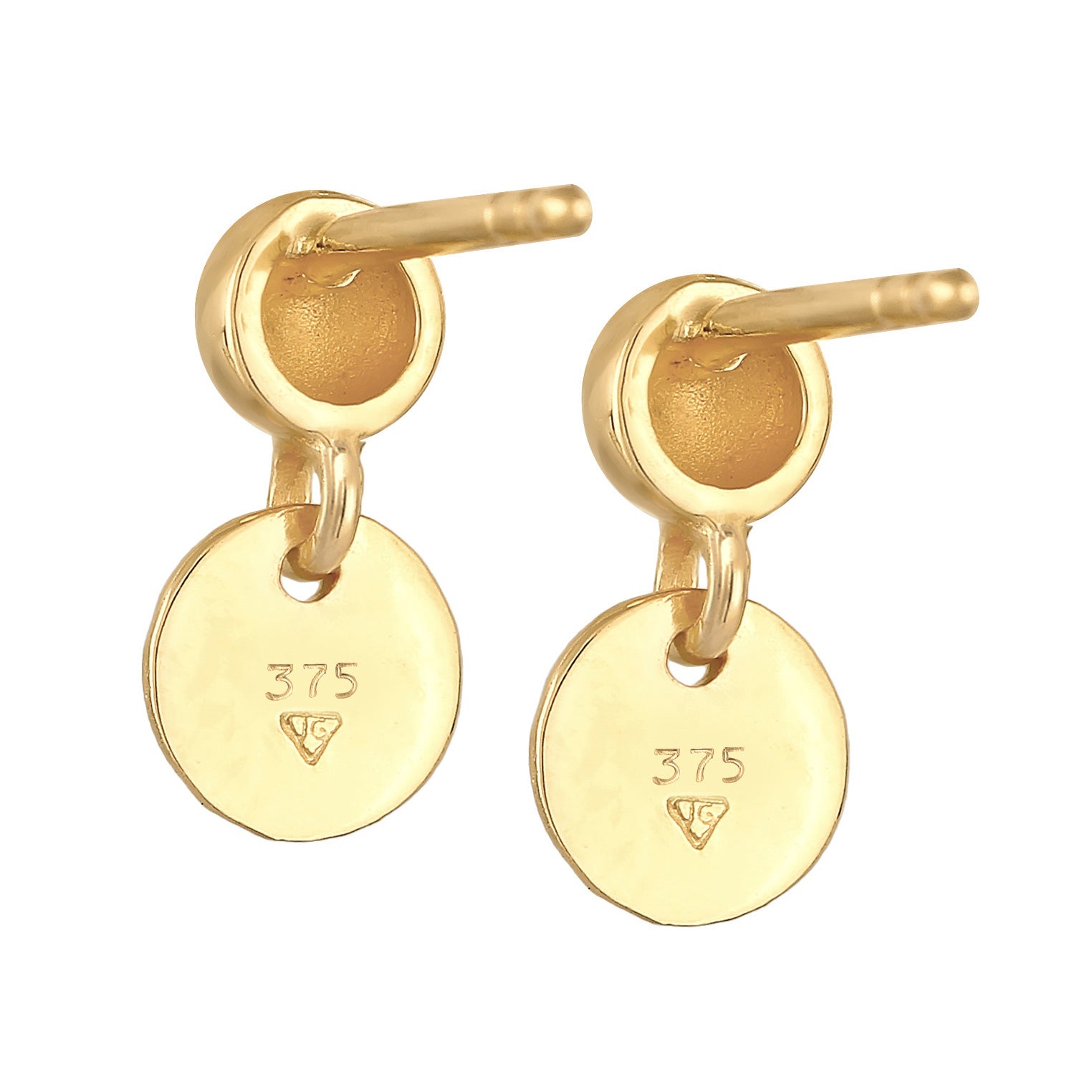 Gold - Elli PREMIUM | Ohrstecker Kugel Plättchen Antique | 375er Gelbgold