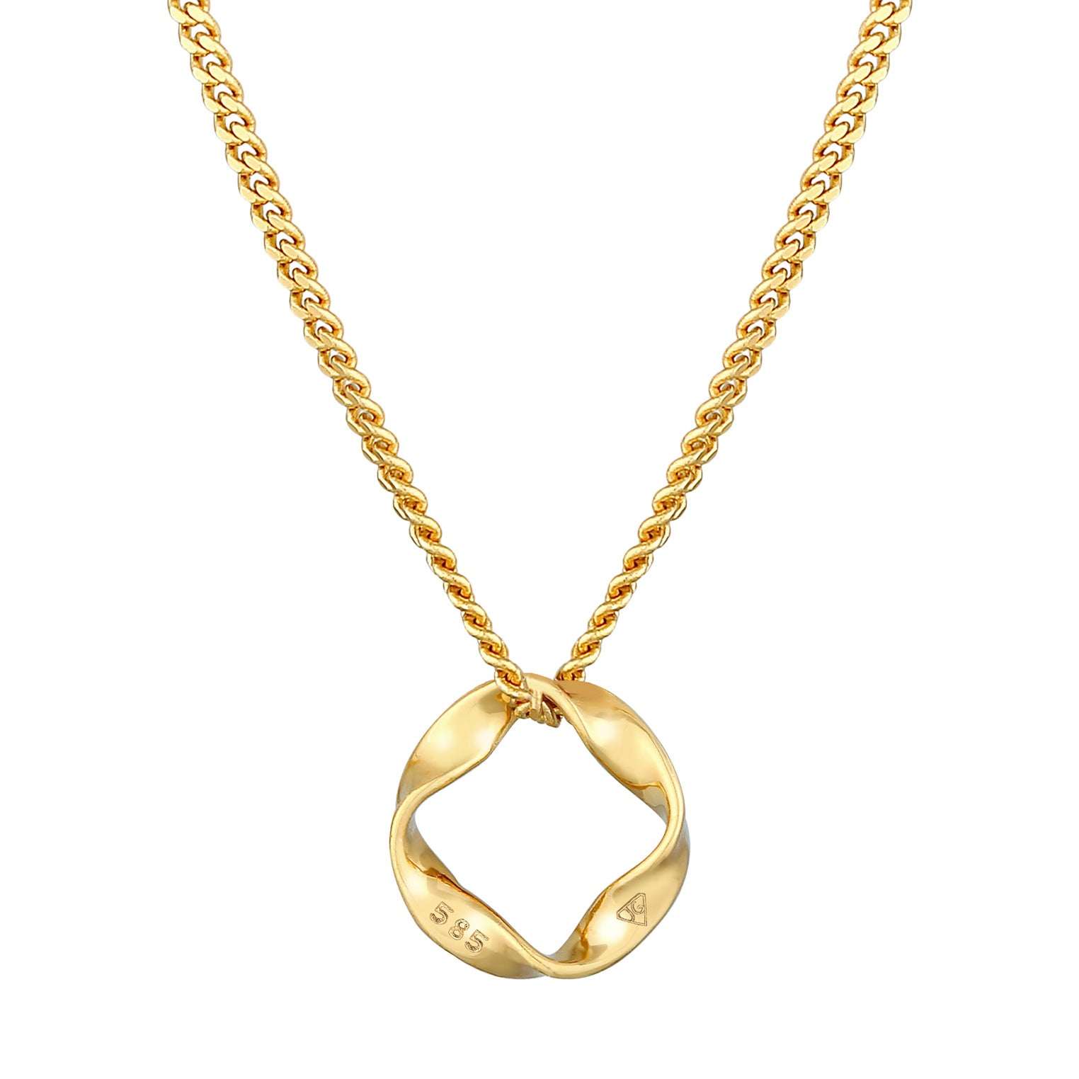 Gold - Elli PREMIUM | Halskette Kreis Gedreht | 585er Gelbgold