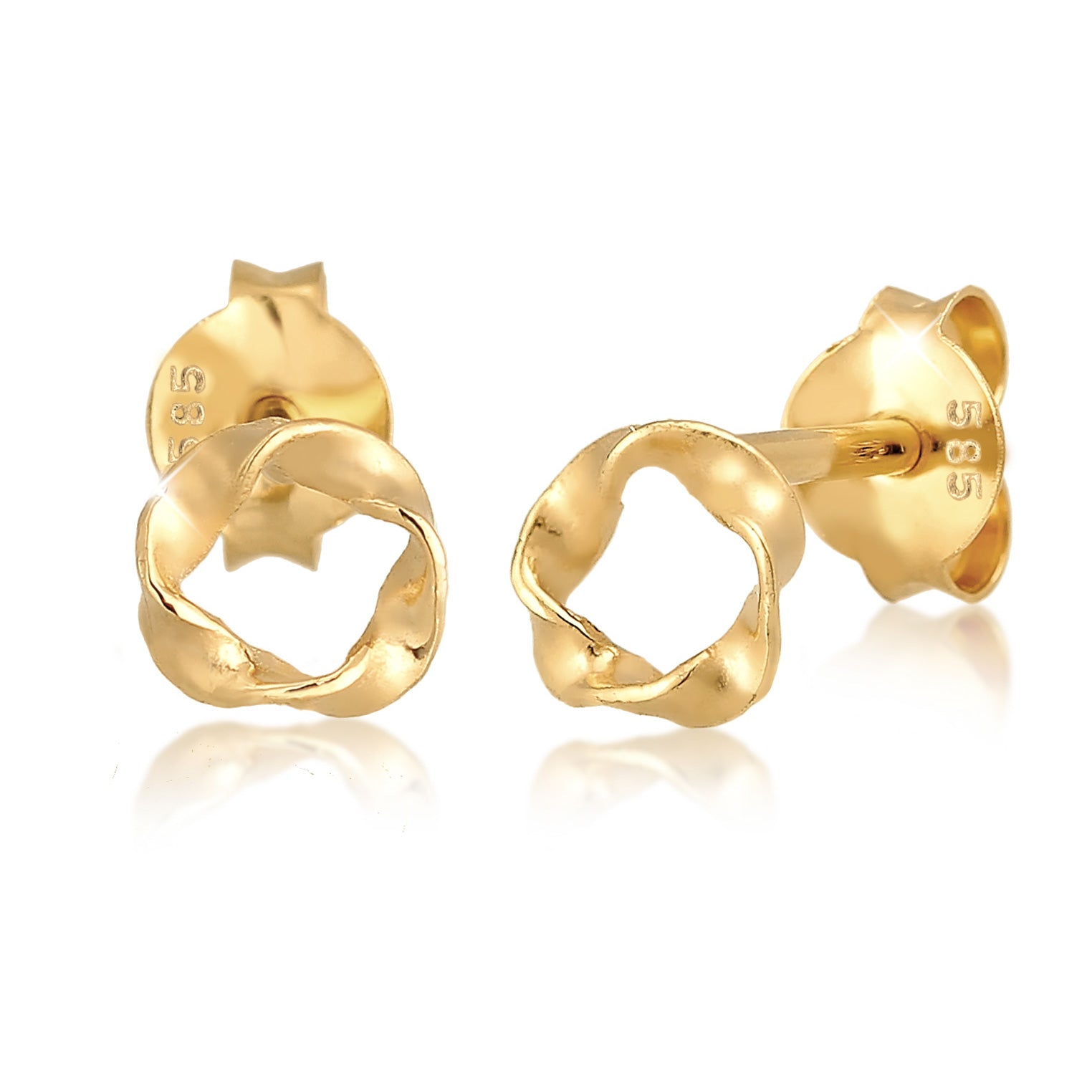 Gold - Elli PREMIUM | Ohrstecker Kreis Gedreht | 585er Gelbgold