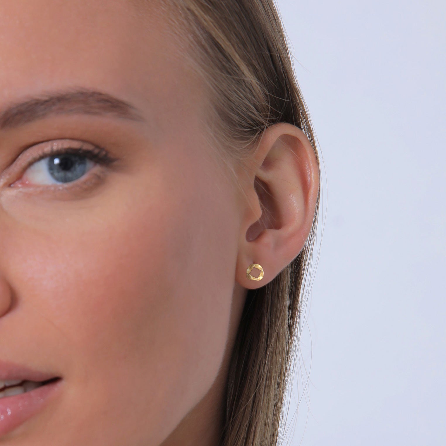 Gold - Elli PREMIUM | Ohrstecker Kreis Gedreht | 585er Gelbgold