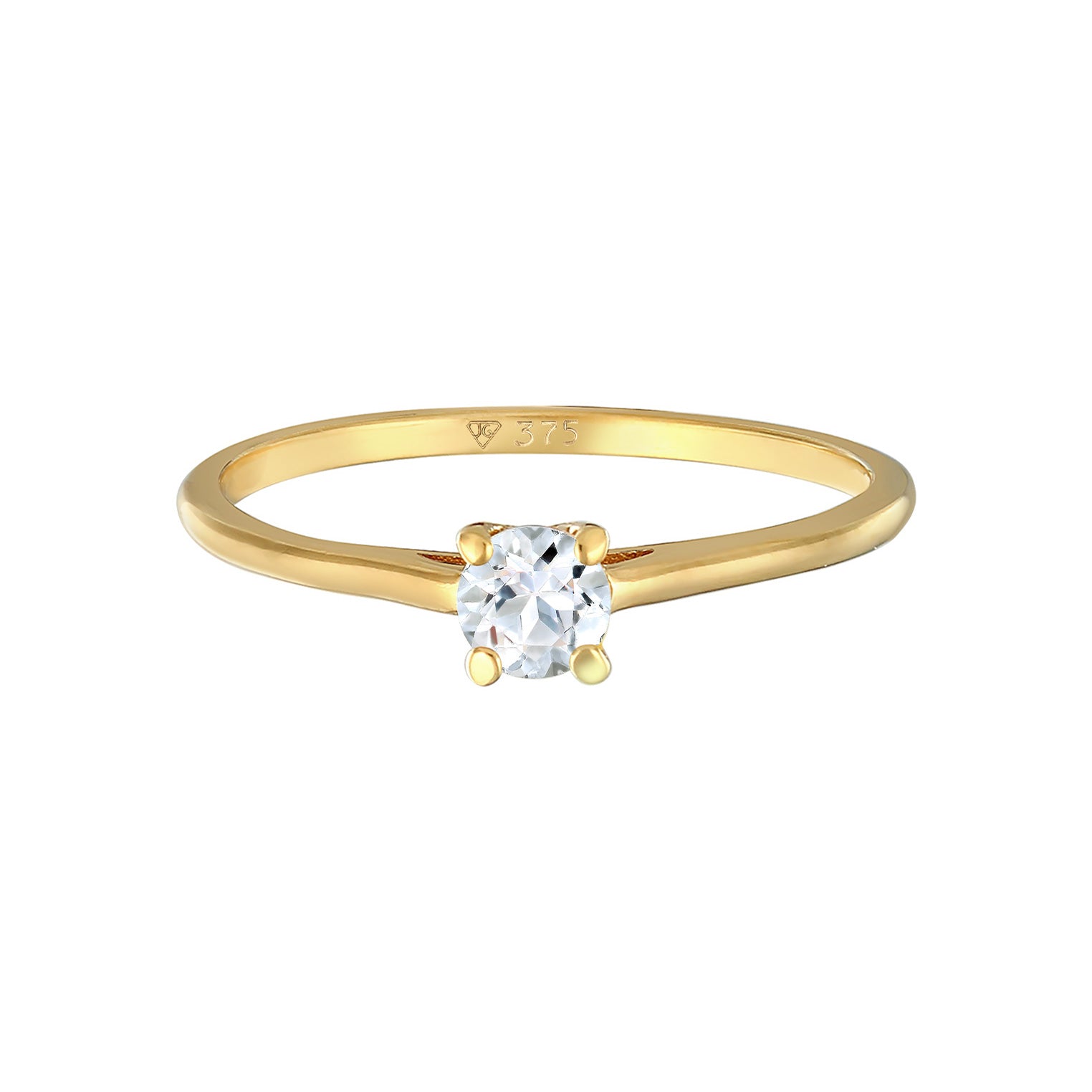 Gold - Elli PREMIUM | Verlobungsring Solitär | Topas (weiß) | 375er Gelbgold