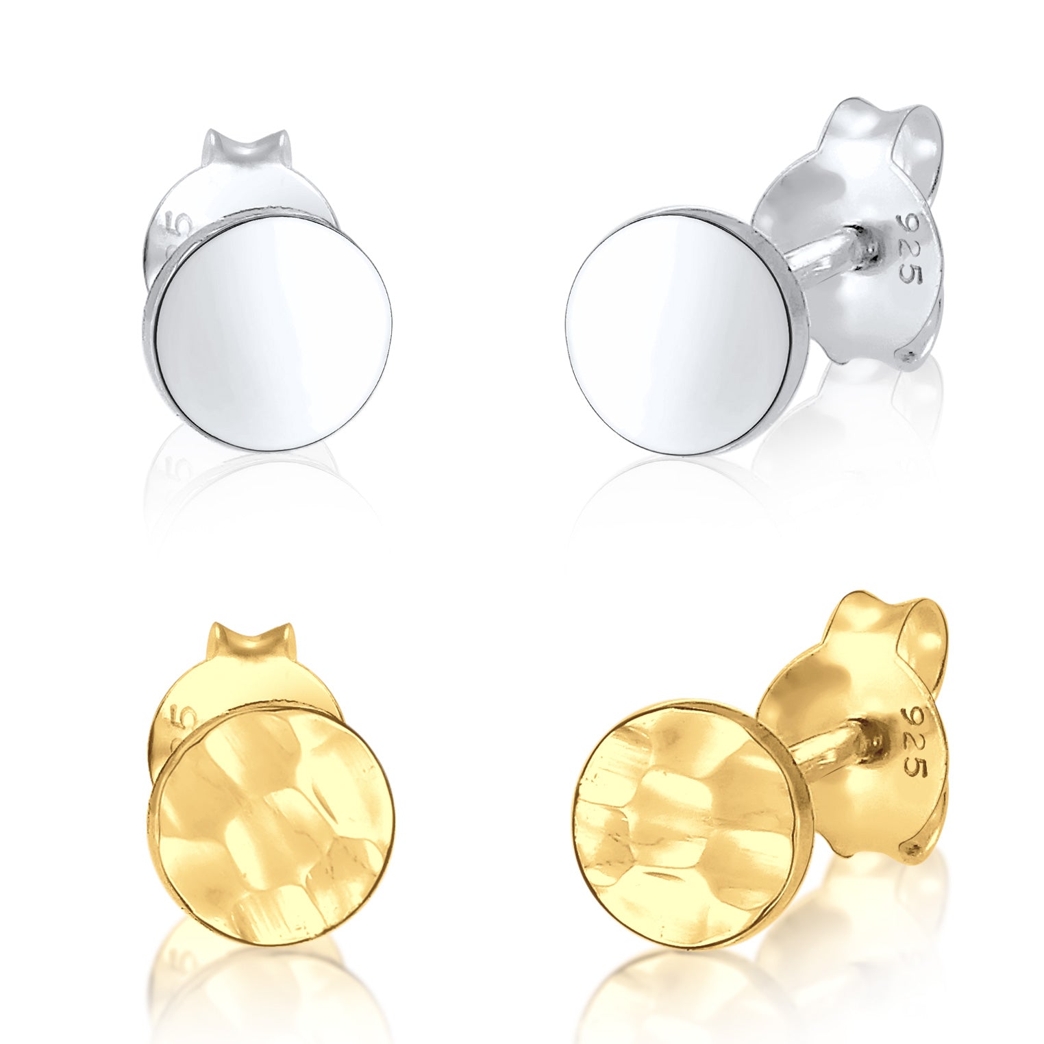Bunt - Elli | Ohrringset Rund Bicolor | 925 Sterling Silber Vergoldet