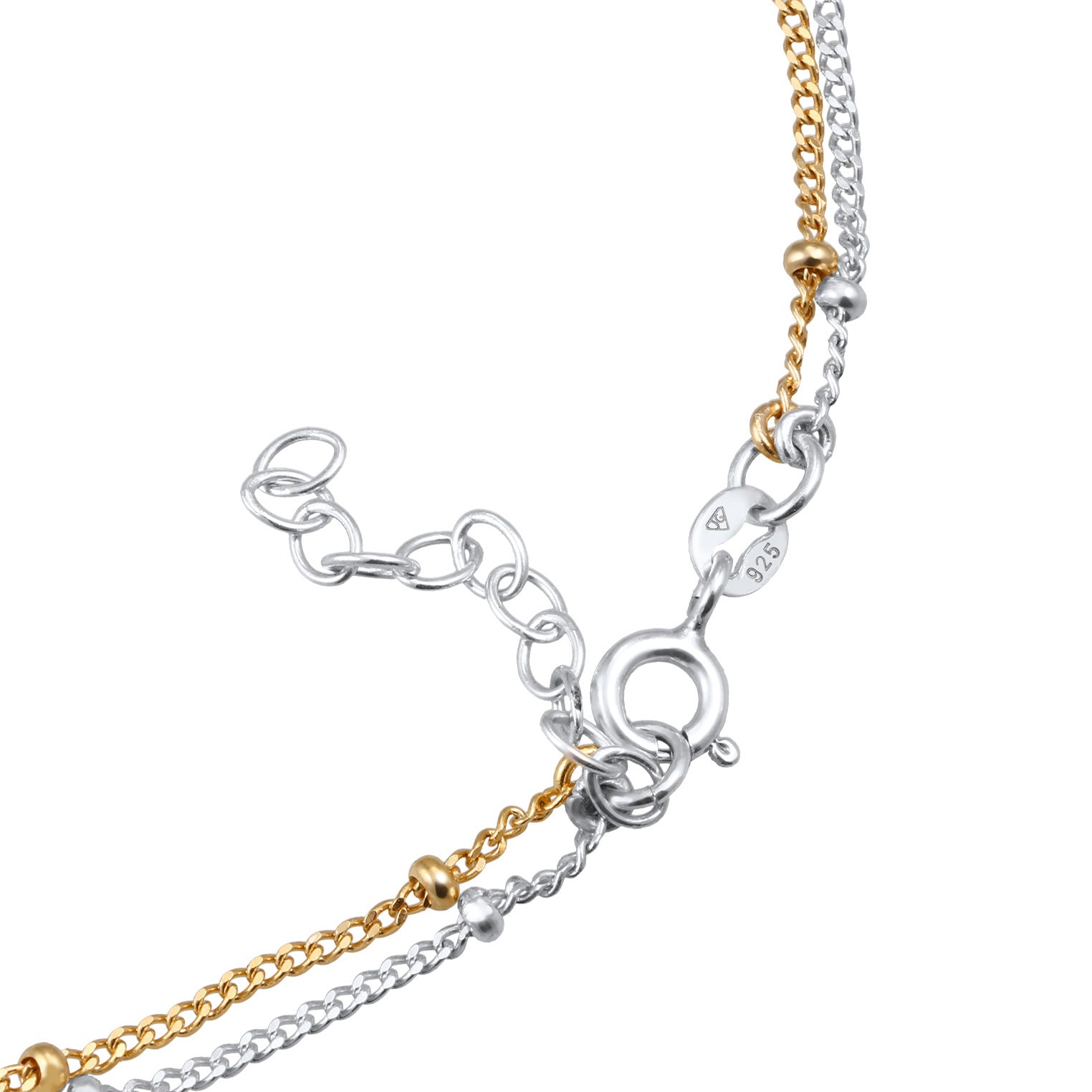 Bunt - Elli | Layer-Fußkettchen Kugel Bi-Color | 925er Sterling Silber Vergoldet