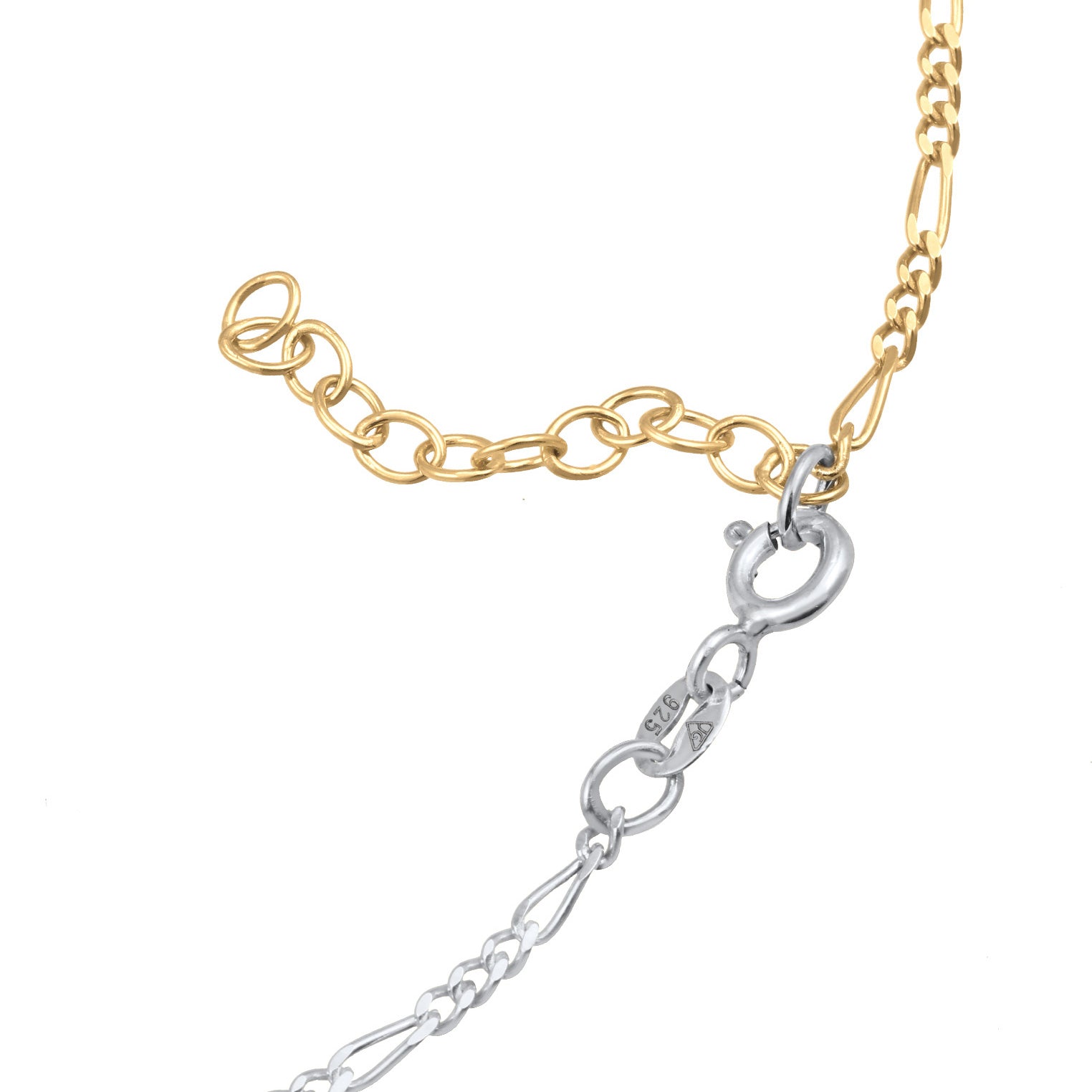 Bunt - Elli | Figaro-Fußkettchen Bicolor | 925er Sterling Silber Vergoldet