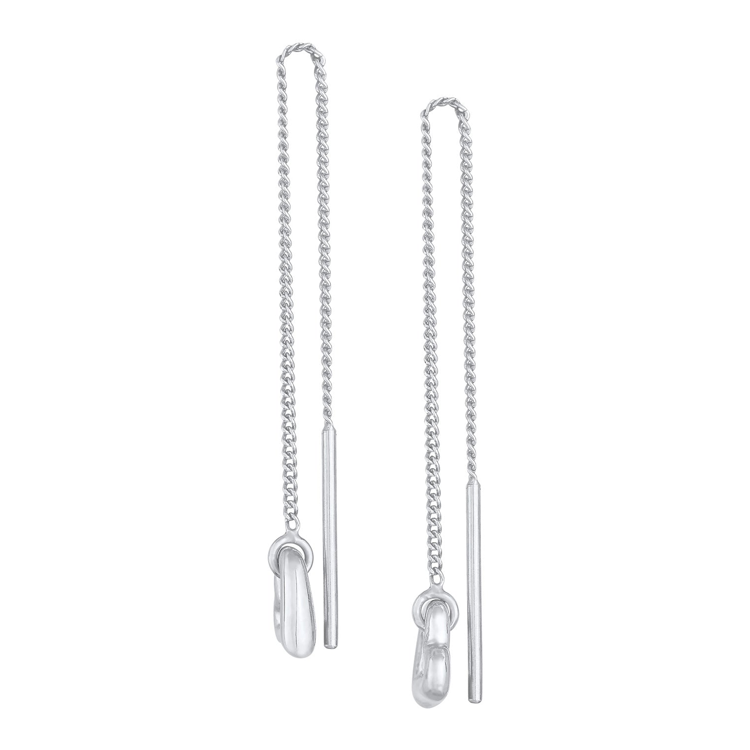Silber - Elli | Durchzieh-Ohrringe Herz | 925er Sterling Silber