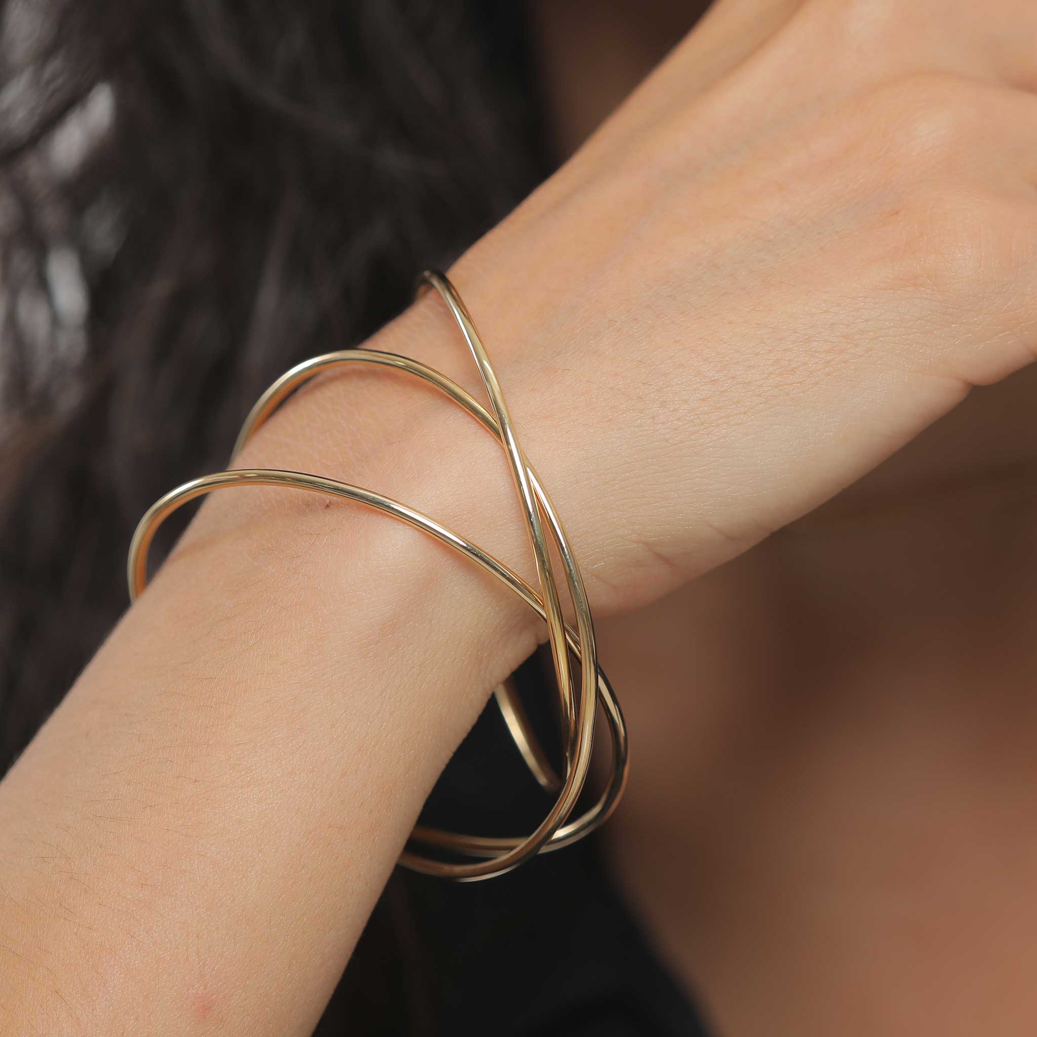 Gold - Elli PREMIUM | Armreif Verschlungen | 925er Sterling Silber Vergoldet