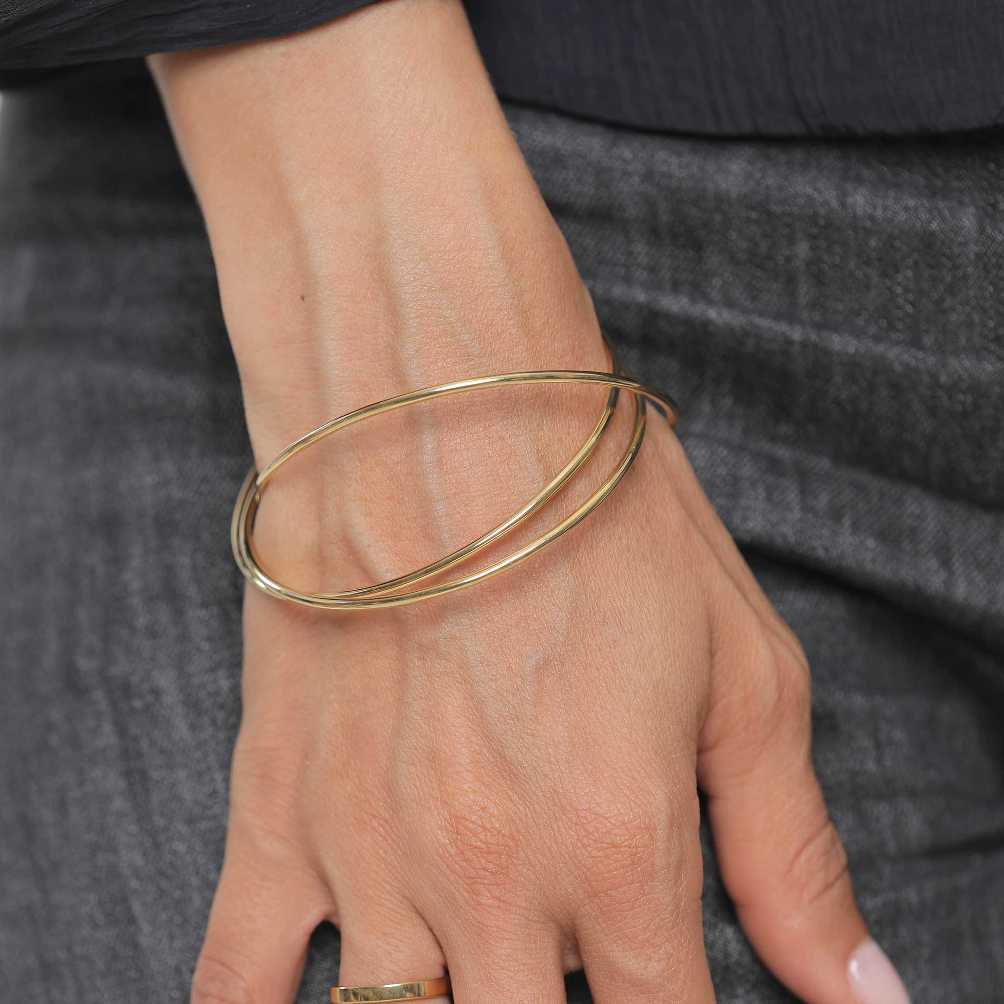 Gold - Elli PREMIUM | Armreif Verschlungen | 925er Sterling Silber Vergoldet