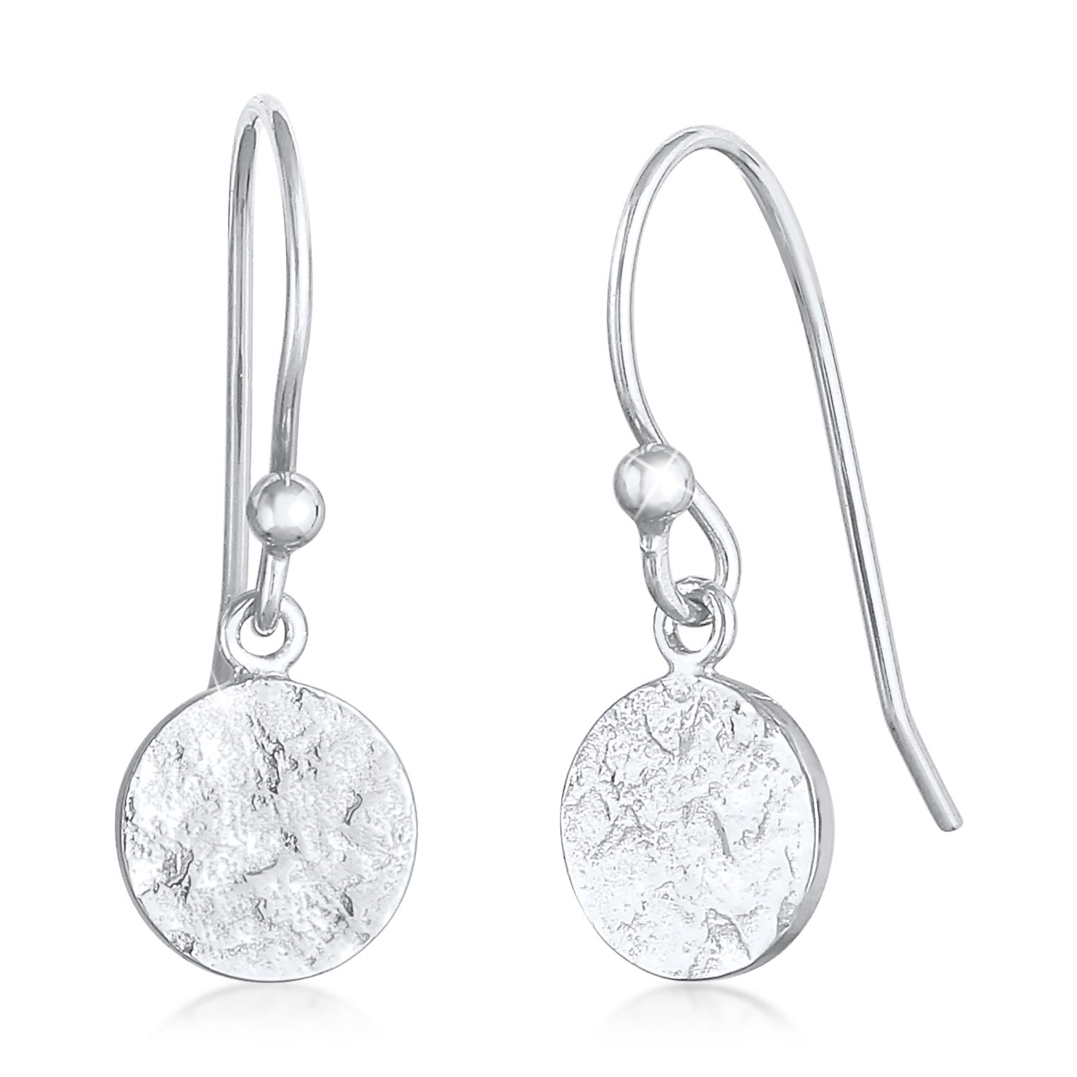 Silber - Elli | Ohrhänger Plättchen gehämmert | 925er Sterling Silber