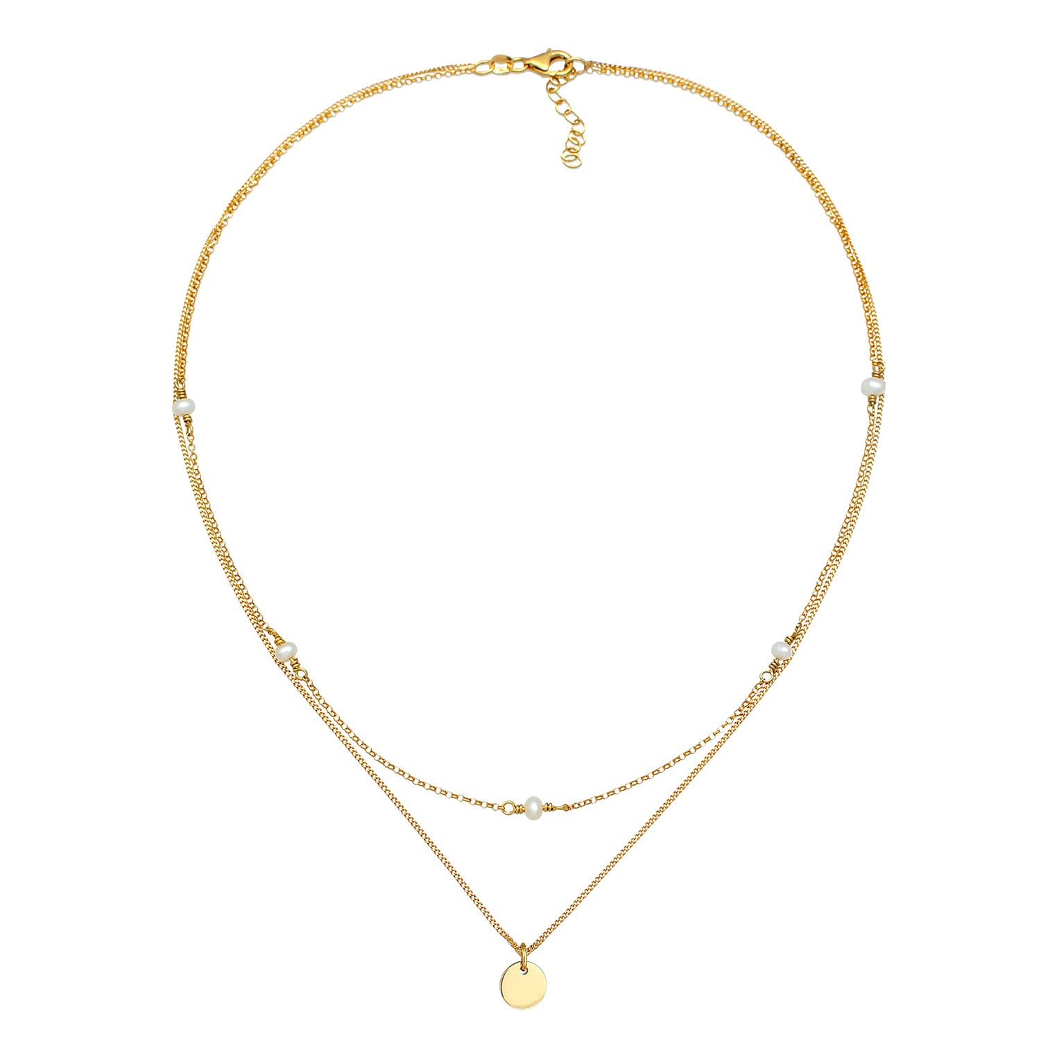 Gold - Elli | Layer-Halskette Plättchen | 925er Sterling Silber Vergoldet