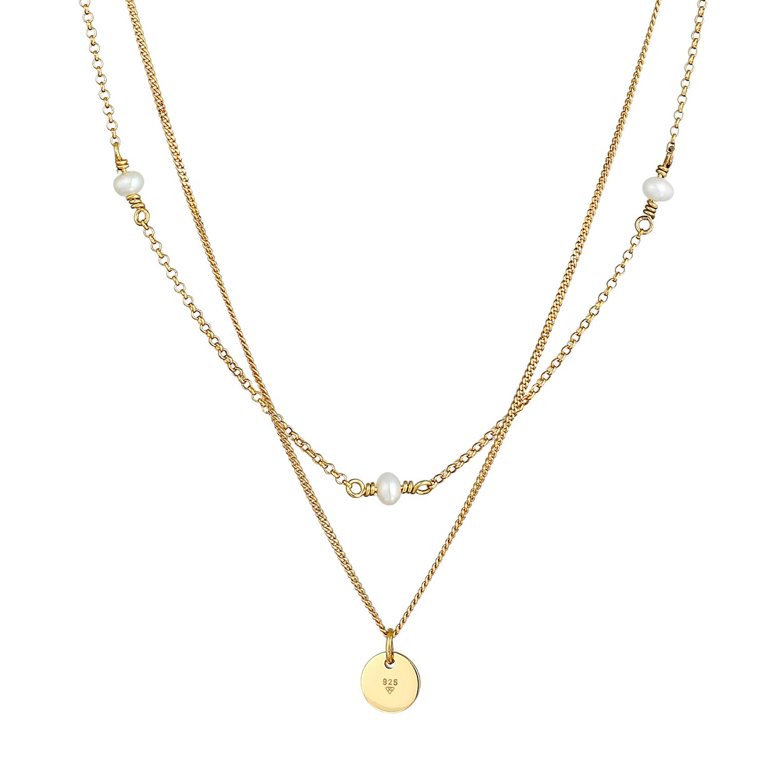 Gold - Elli | Layer-Halskette Plättchen | 925er Sterling Silber Vergoldet