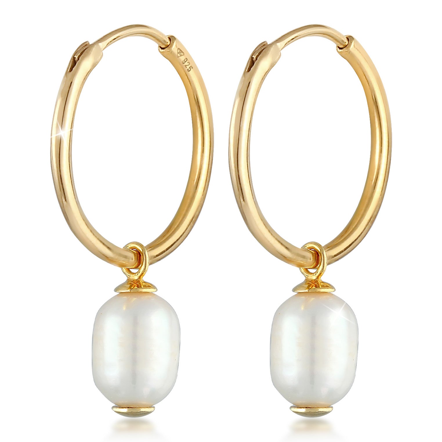 Gold - Elli PREMIUM | Creolen Barock | Süßwasserperle | 925er Sterling Silber