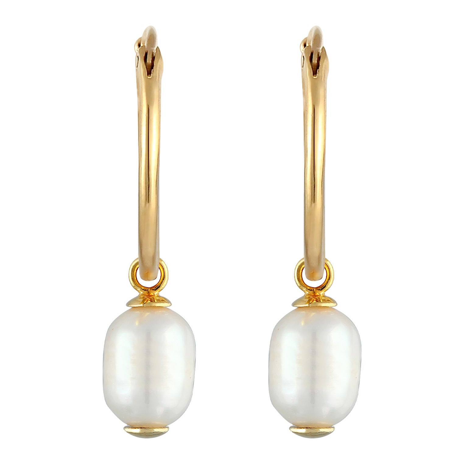 Gold - Elli PREMIUM | Creolen Barock | Süßwasserperle | 925er Sterling Silber