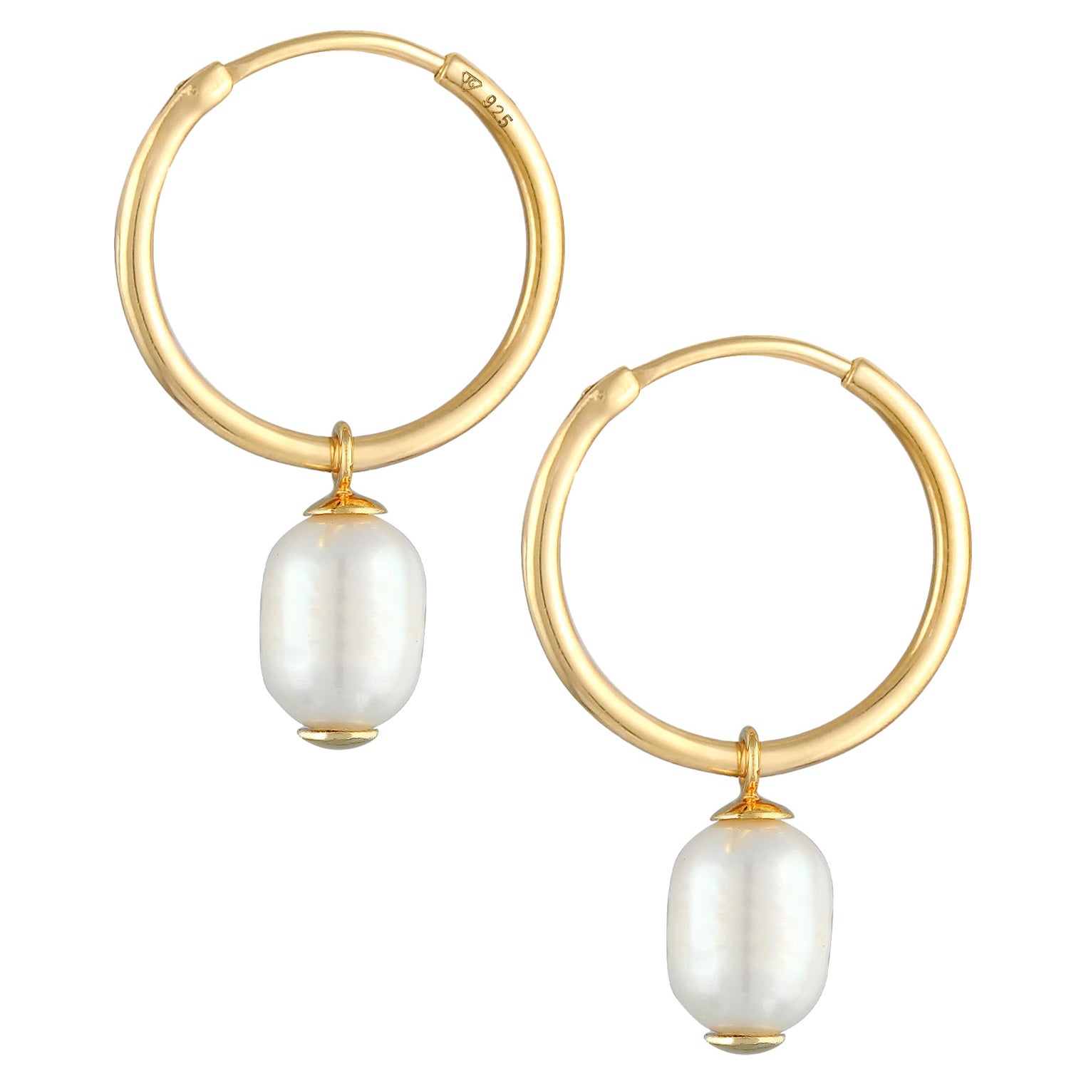 Gold - Elli PREMIUM | Creolen Barock | Süßwasserperle | 925er Sterling Silber