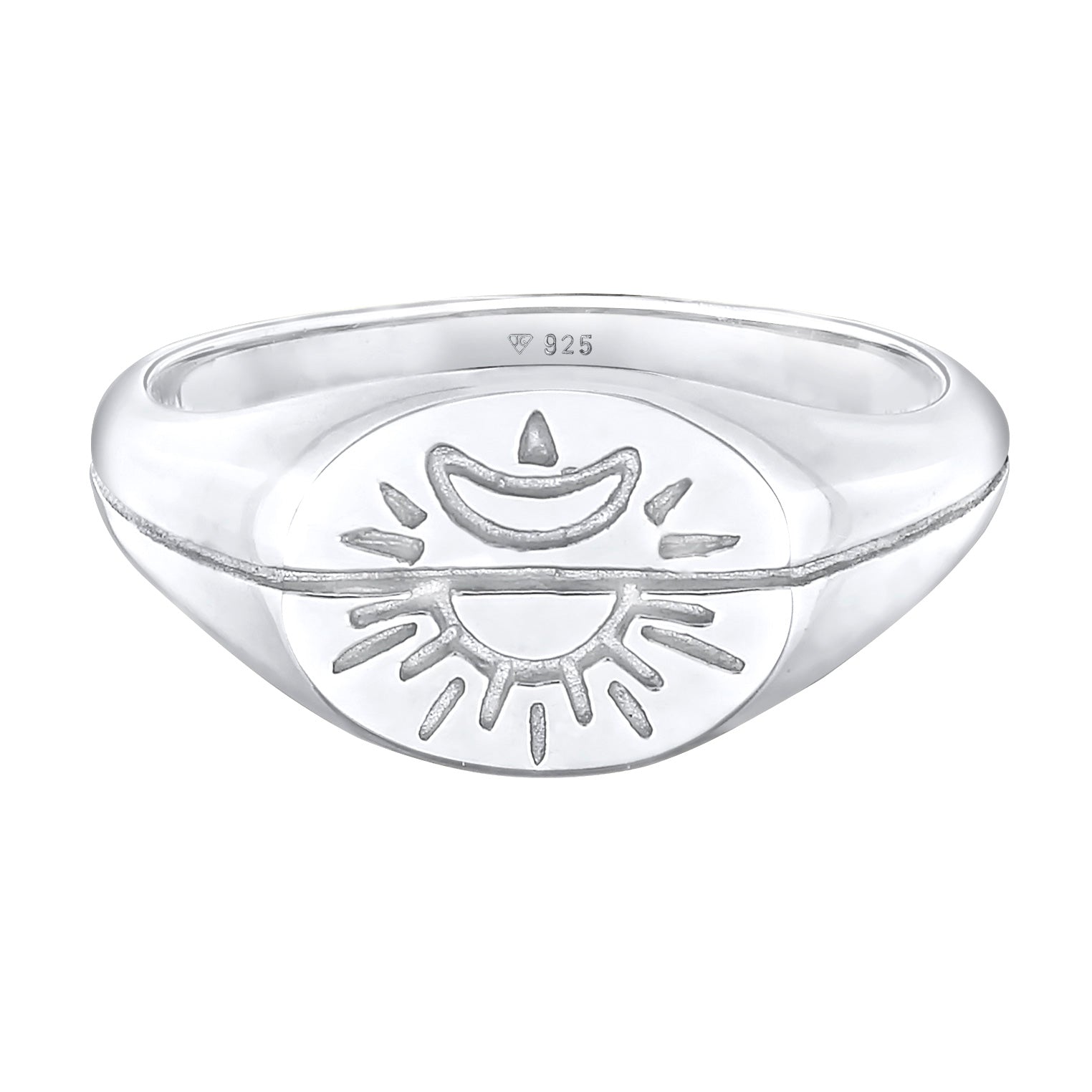 Silber - Elli | Siegelring Sonne & Mond | 925er Sterling Silber