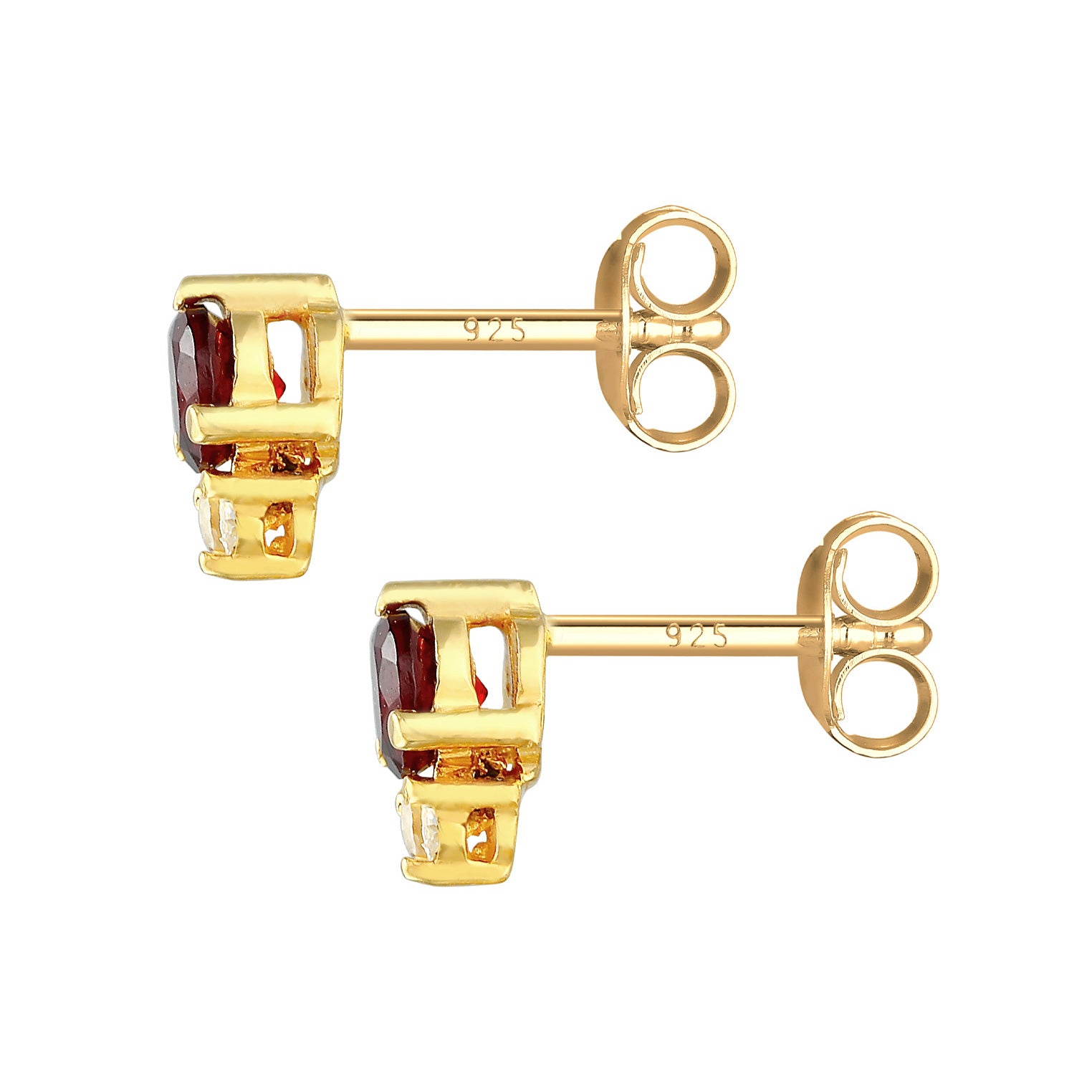 Gold - Elli PREMIUM | Ohrstecker | Granat (rot), Topas (weiß) | 925er Sterling Silber