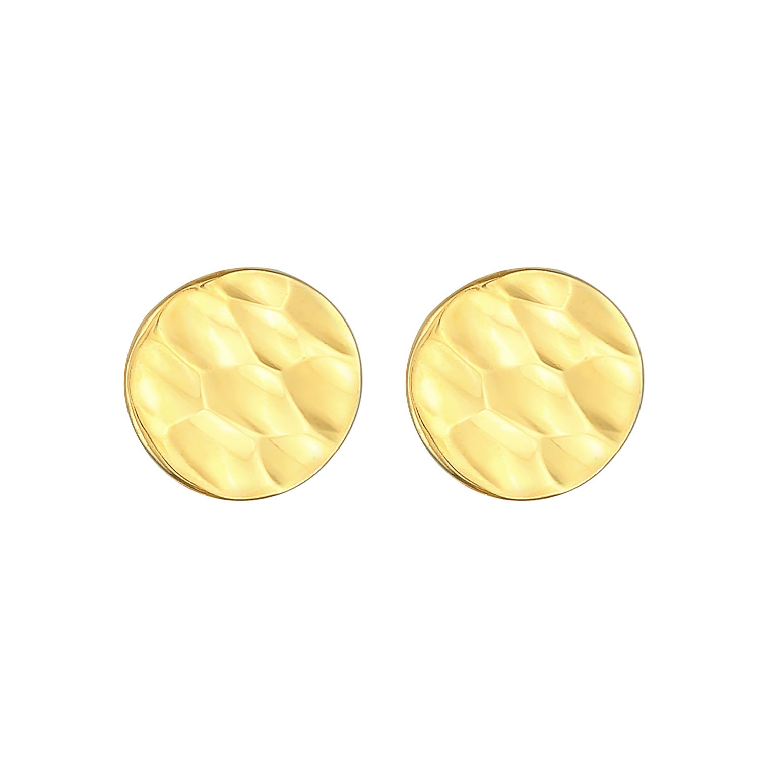 Gold - Elli PREMIUM | Ohrstecker Plättchen gehämmert | 375er Gelbgold