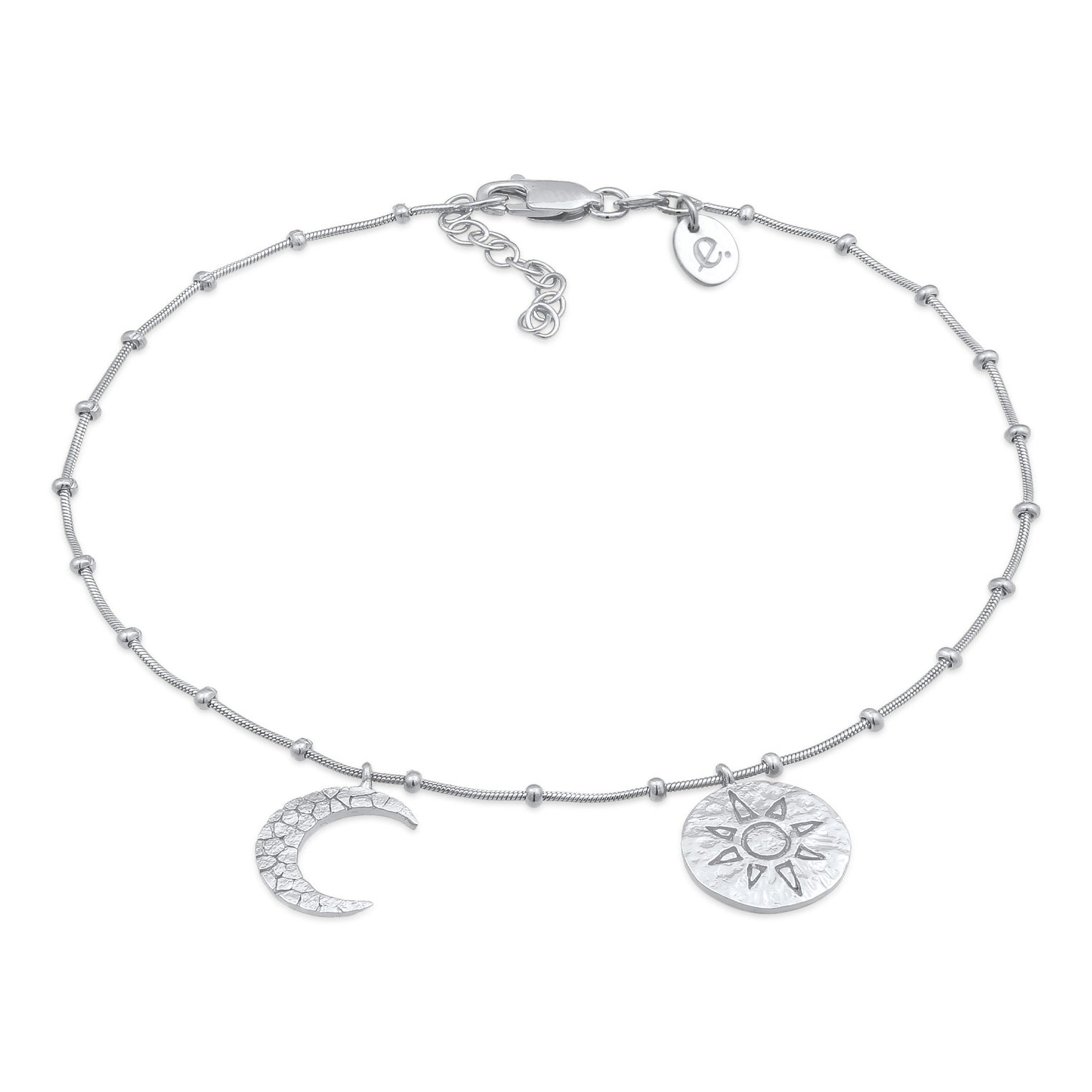 Silber - Elli | Fußkettchen Sonne Mond | 925er Sterling Silber