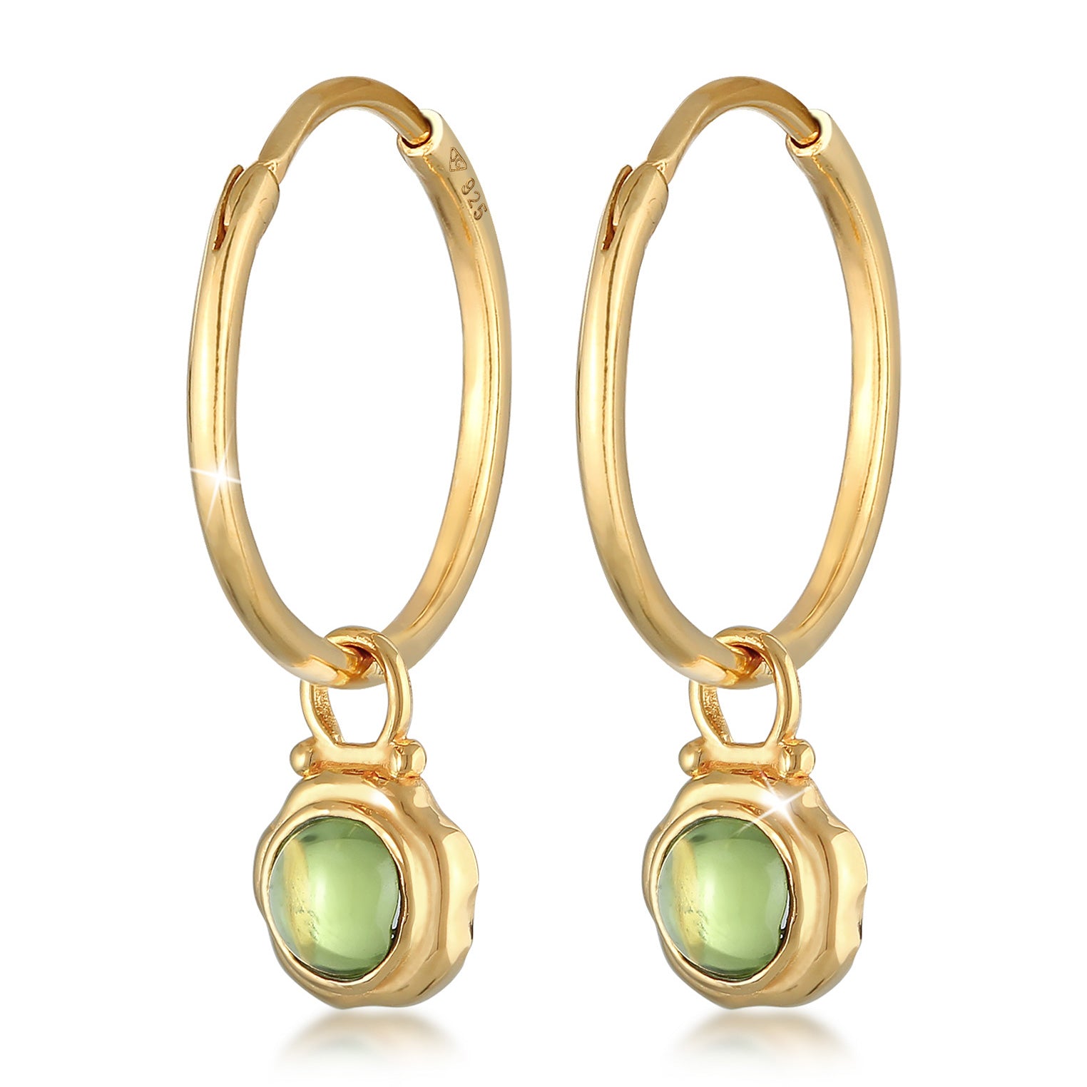 Gold - Elli PREMIUM | Creolen | Peridot (grün) | 925er Sterling Silber