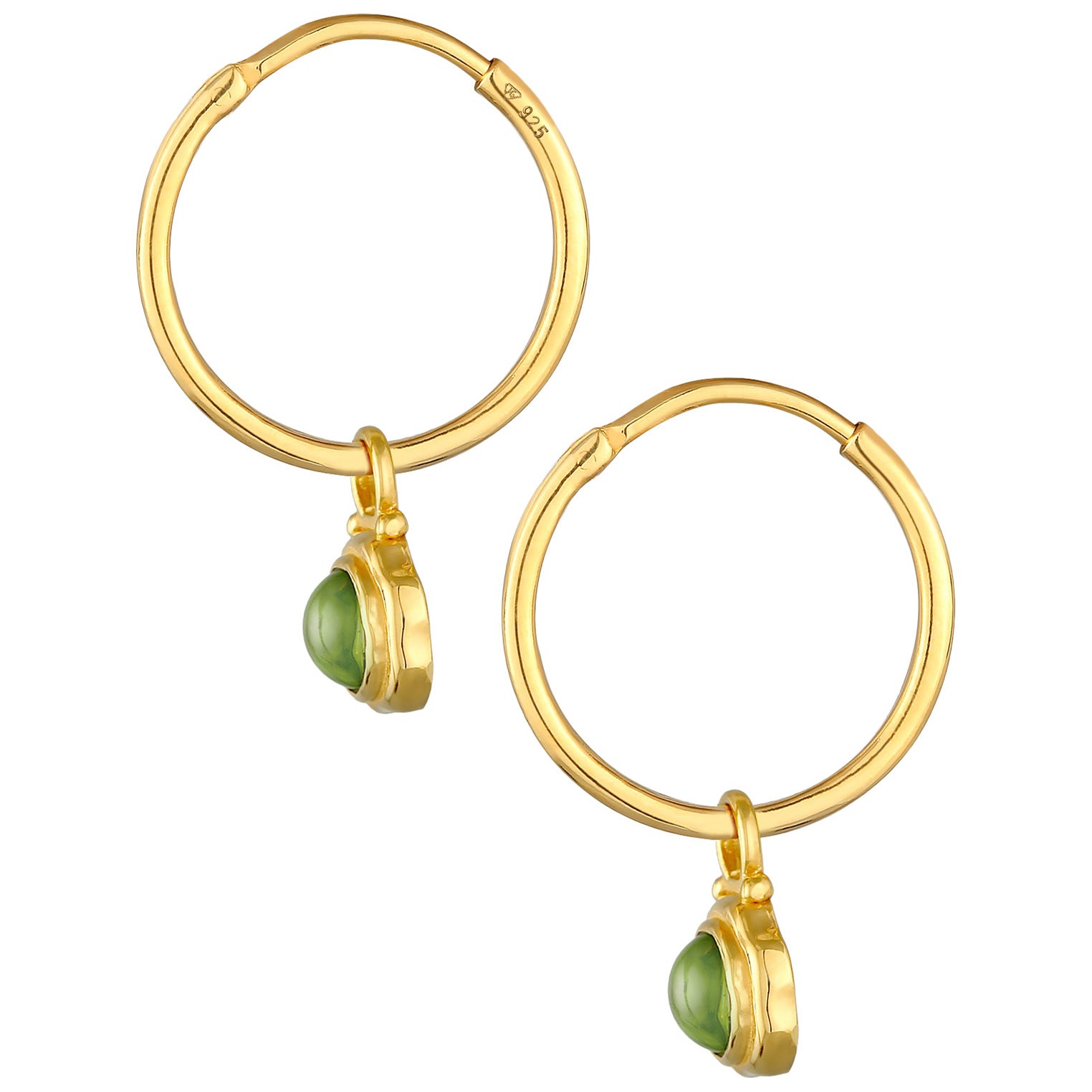 Gold - Elli PREMIUM | Creolen | Peridot (grün) | 925er Sterling Silber