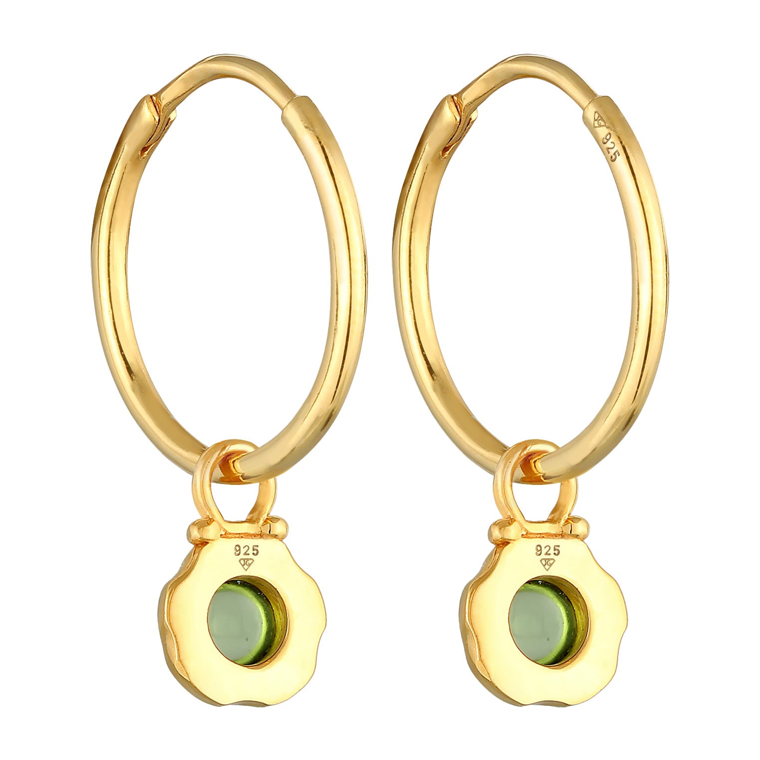 Gold - Elli PREMIUM | Creolen | Peridot (grün) | 925er Sterling Silber