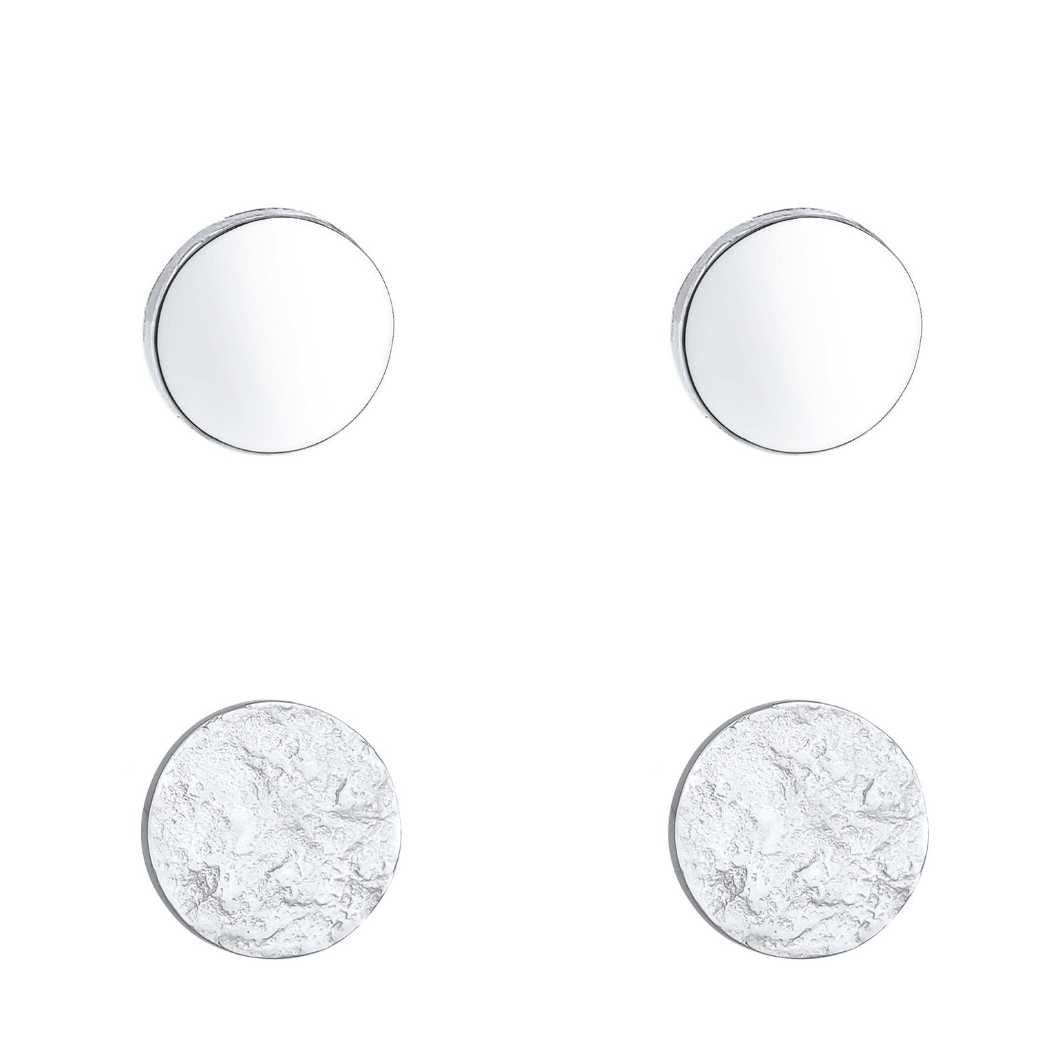 Silber - Elli | Ohrstecker 2er Set Matt & Glänzend | 925er Sterling Silber