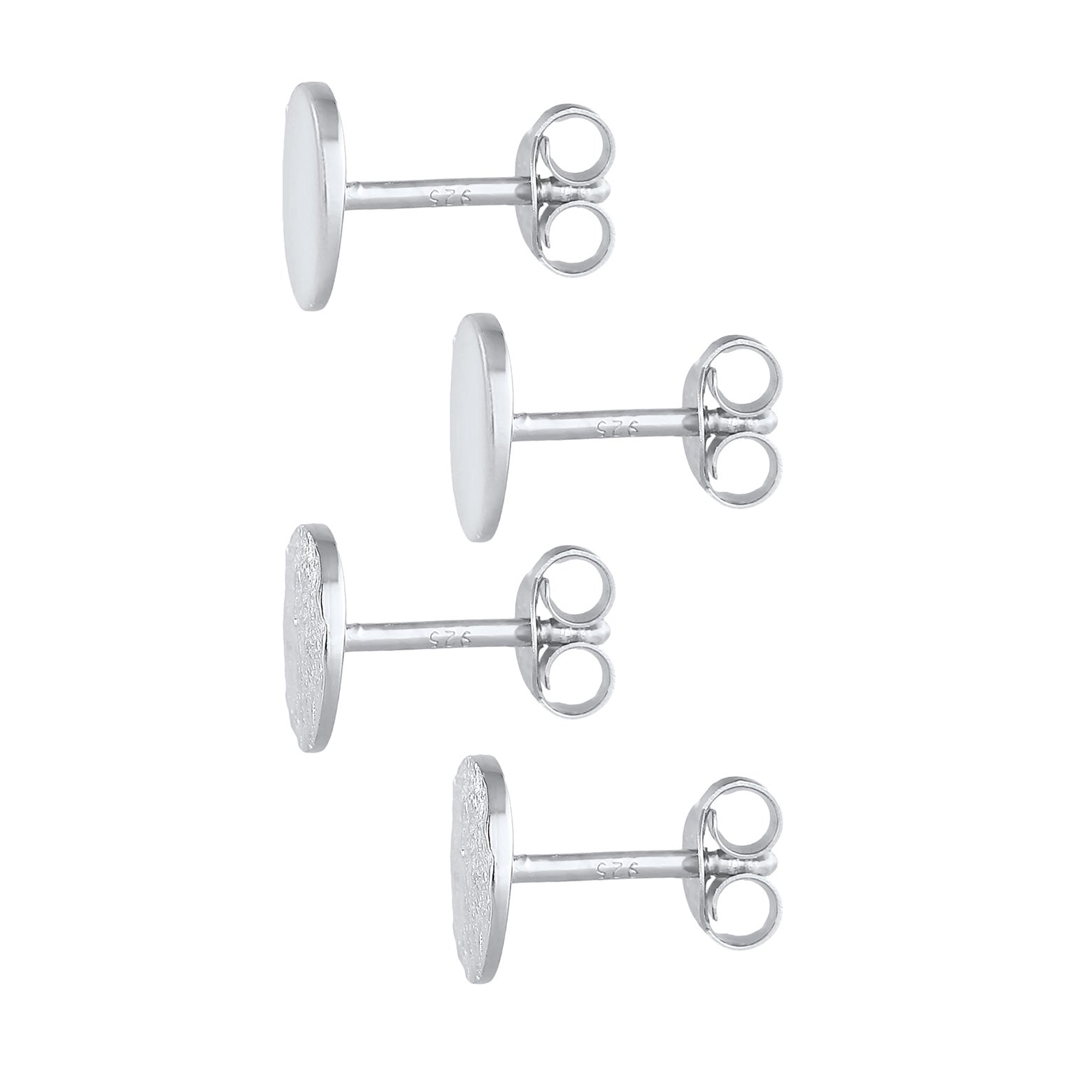 Silber - Elli | Ohrstecker 2er Set Matt & Glänzend | 925er Sterling Silber