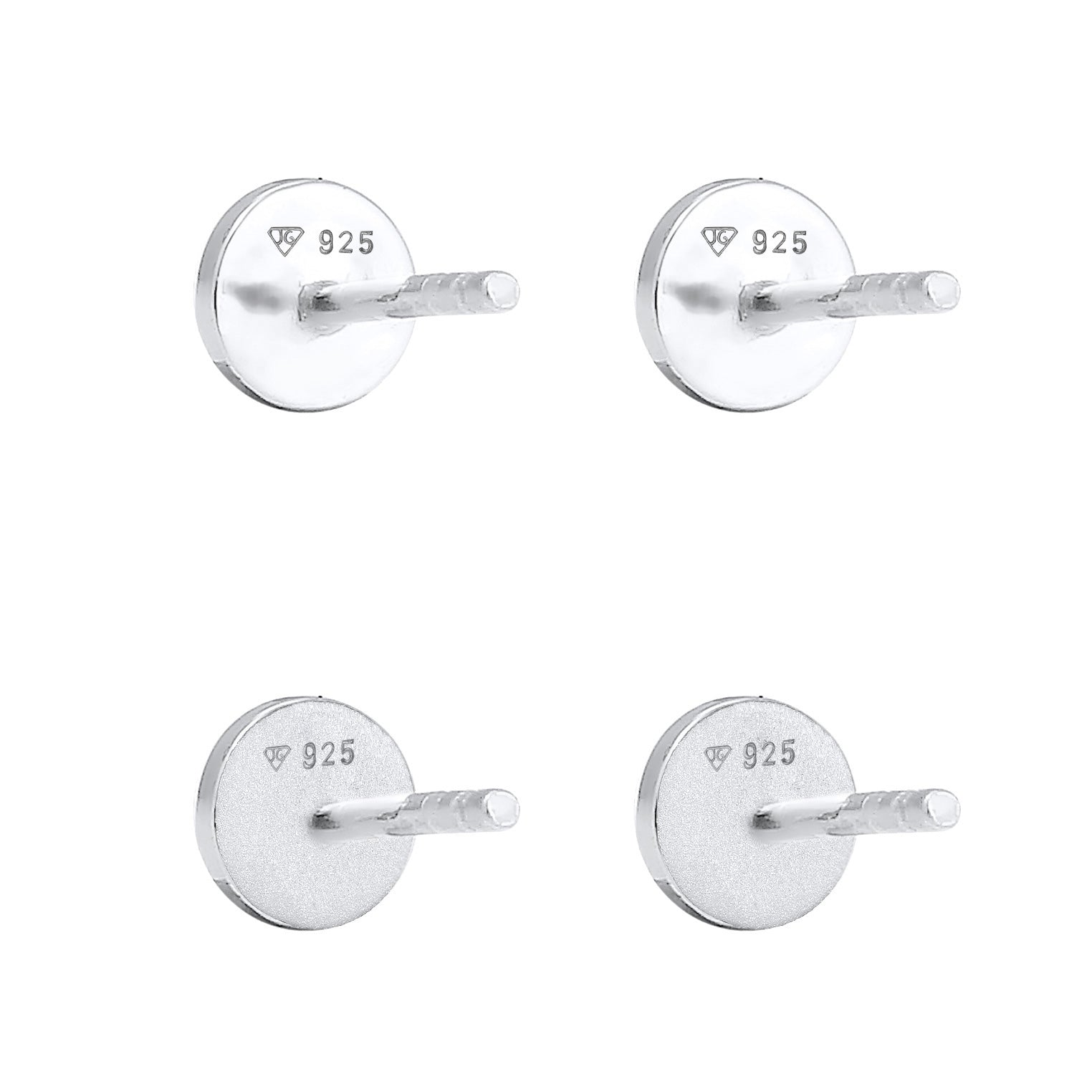 Silber - Elli | Ohrstecker 2er Set Matt & Glänzend | 925er Sterling Silber