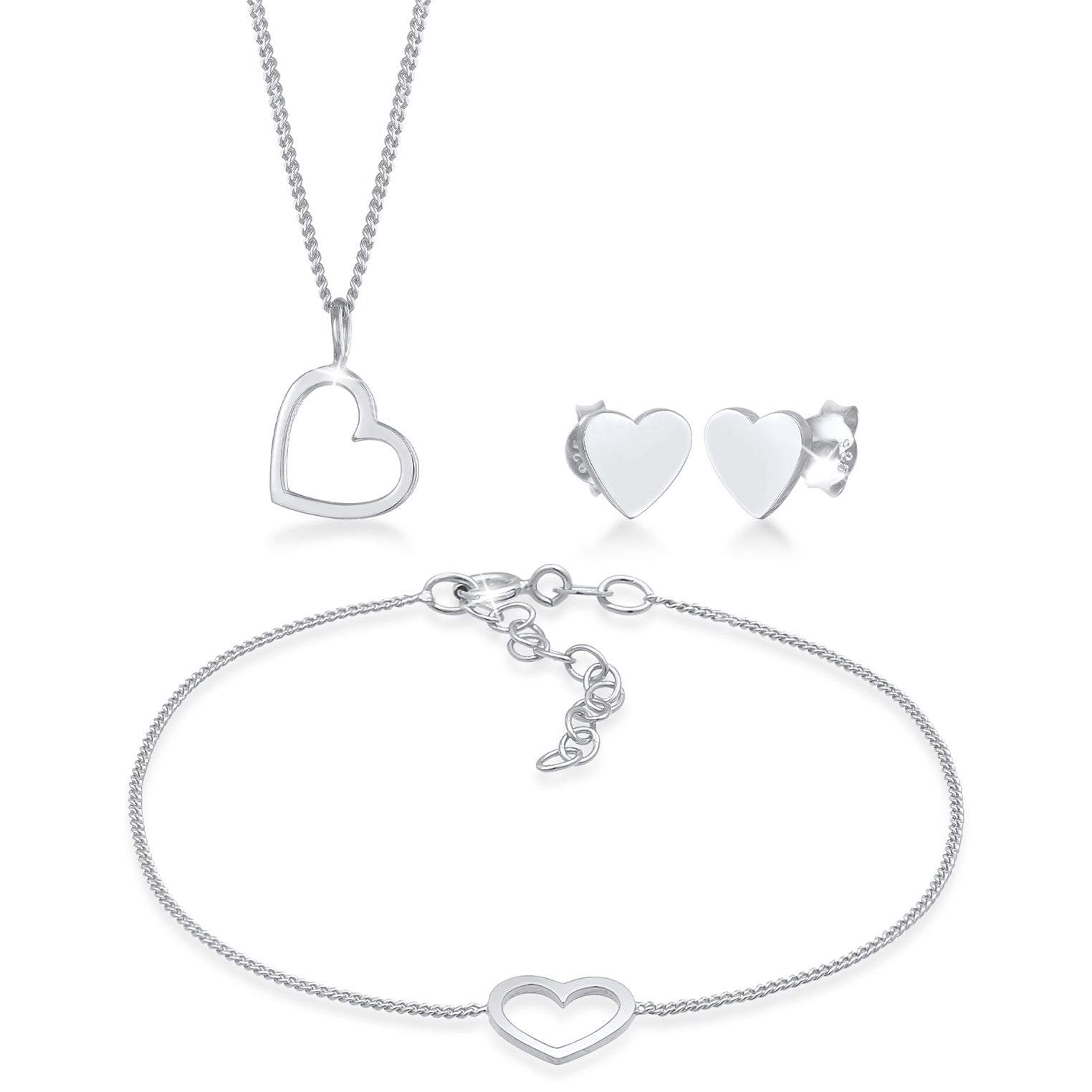 Silber - Elli | Schmuckset Herz Cut Out | 925er Sterling Silber