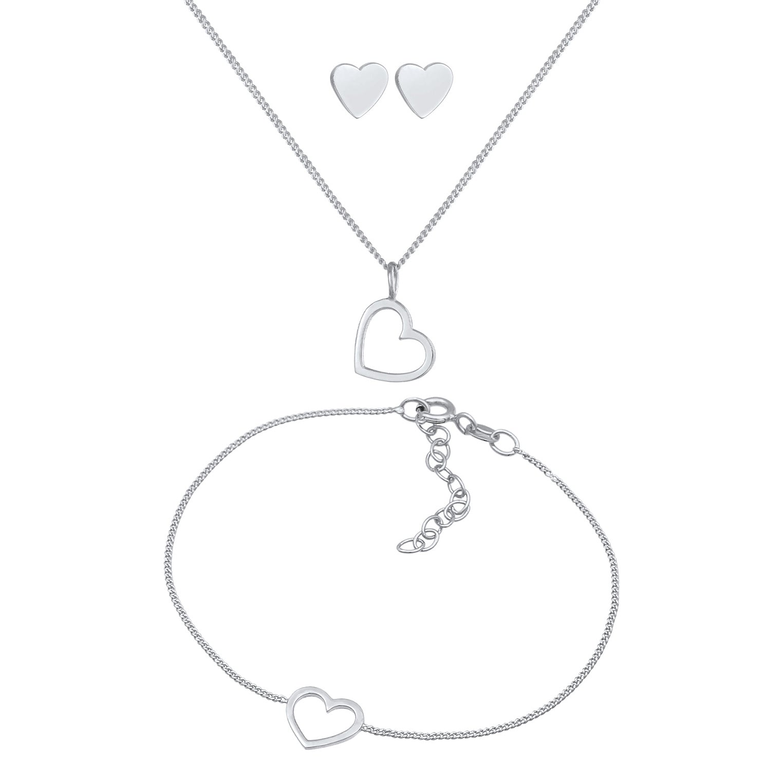 Silber - Elli | Schmuckset Herz Cut Out | 925er Sterling Silber