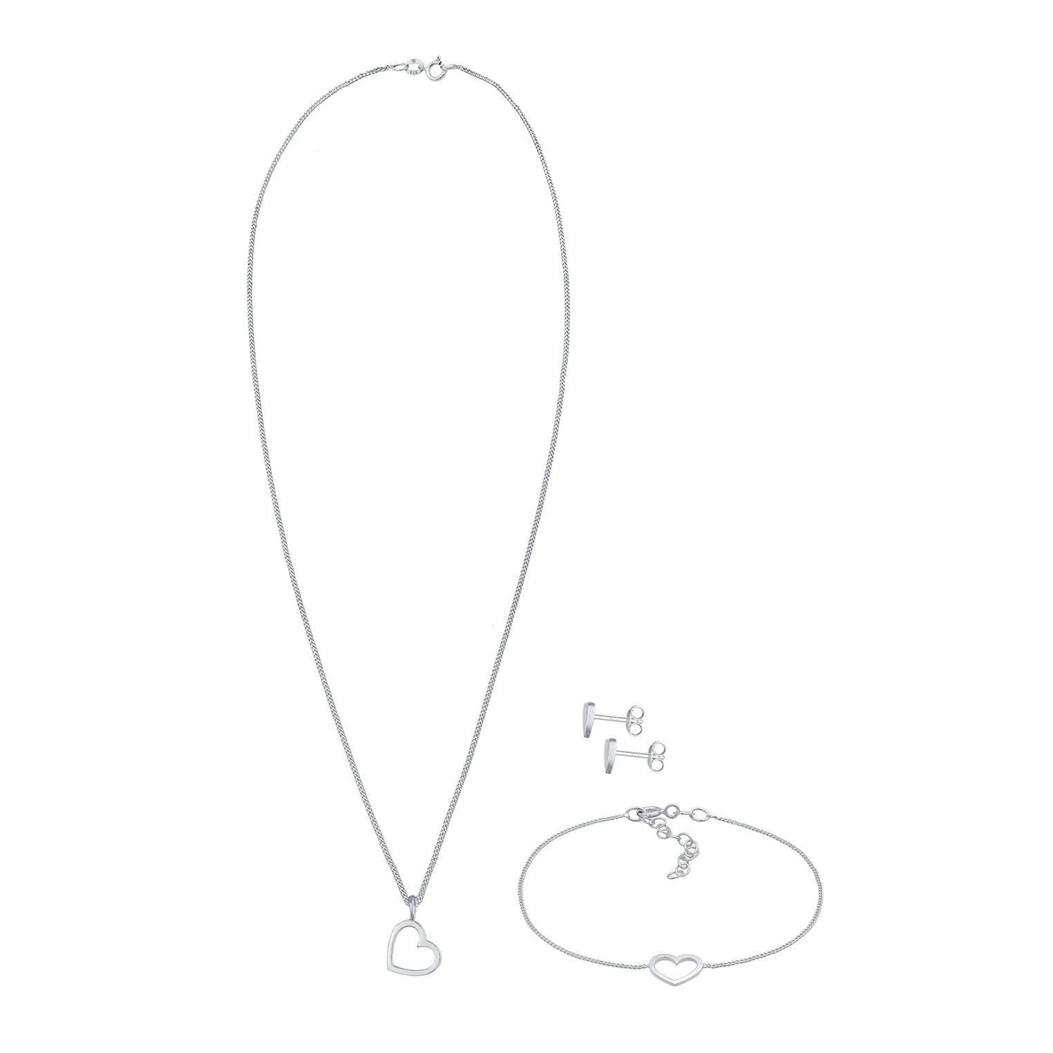 Silber - Elli | Schmuckset Herz Cut Out | 925er Sterling Silber