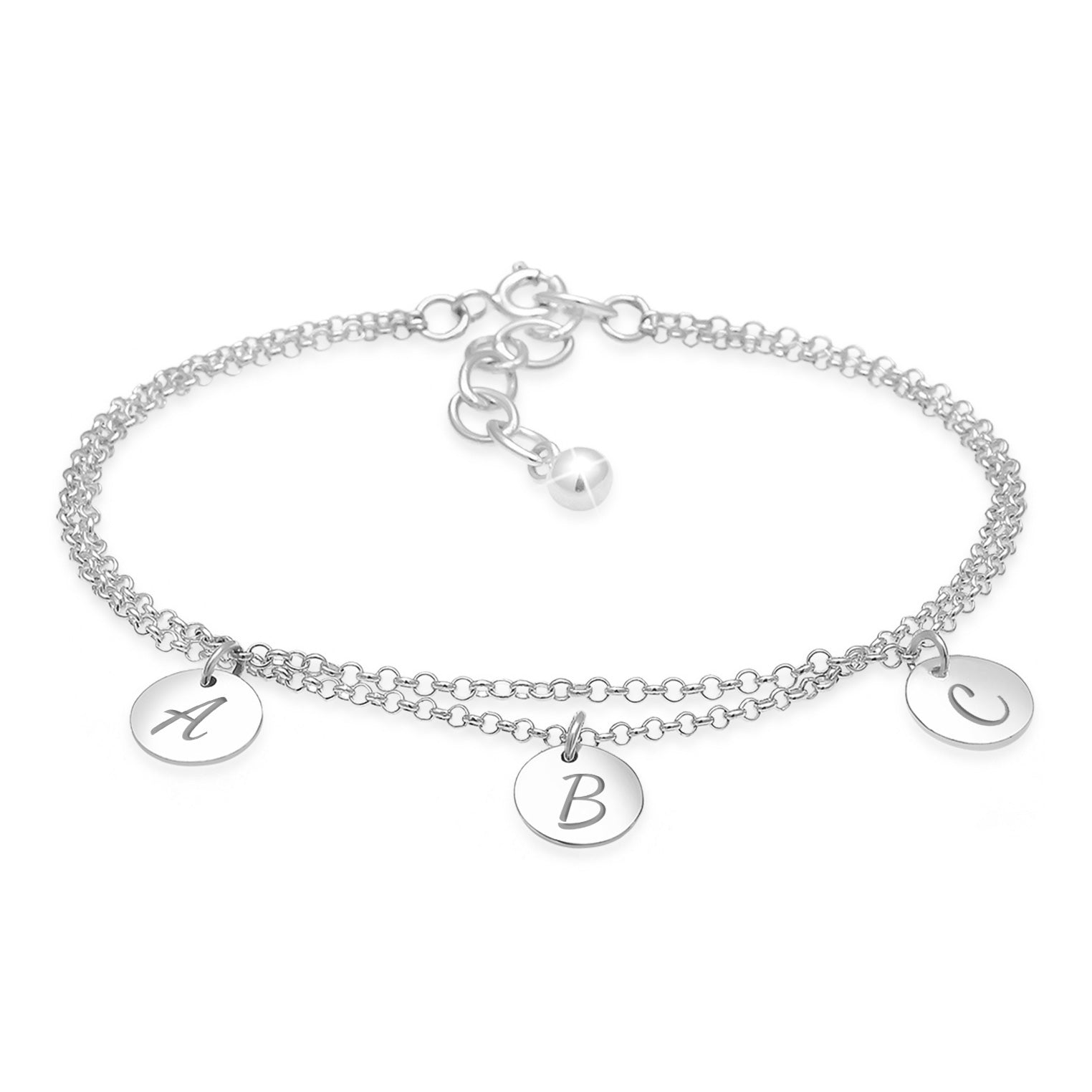Silber - Elli | Armband | Gravur Plättchen | 925er Sterling Silber