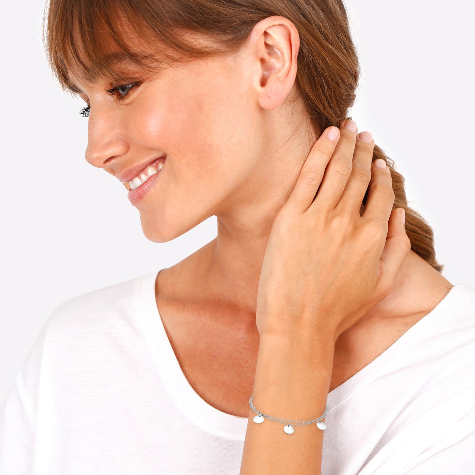 Silber - Elli | Armband | Gravur Plättchen | 925er Sterling Silber