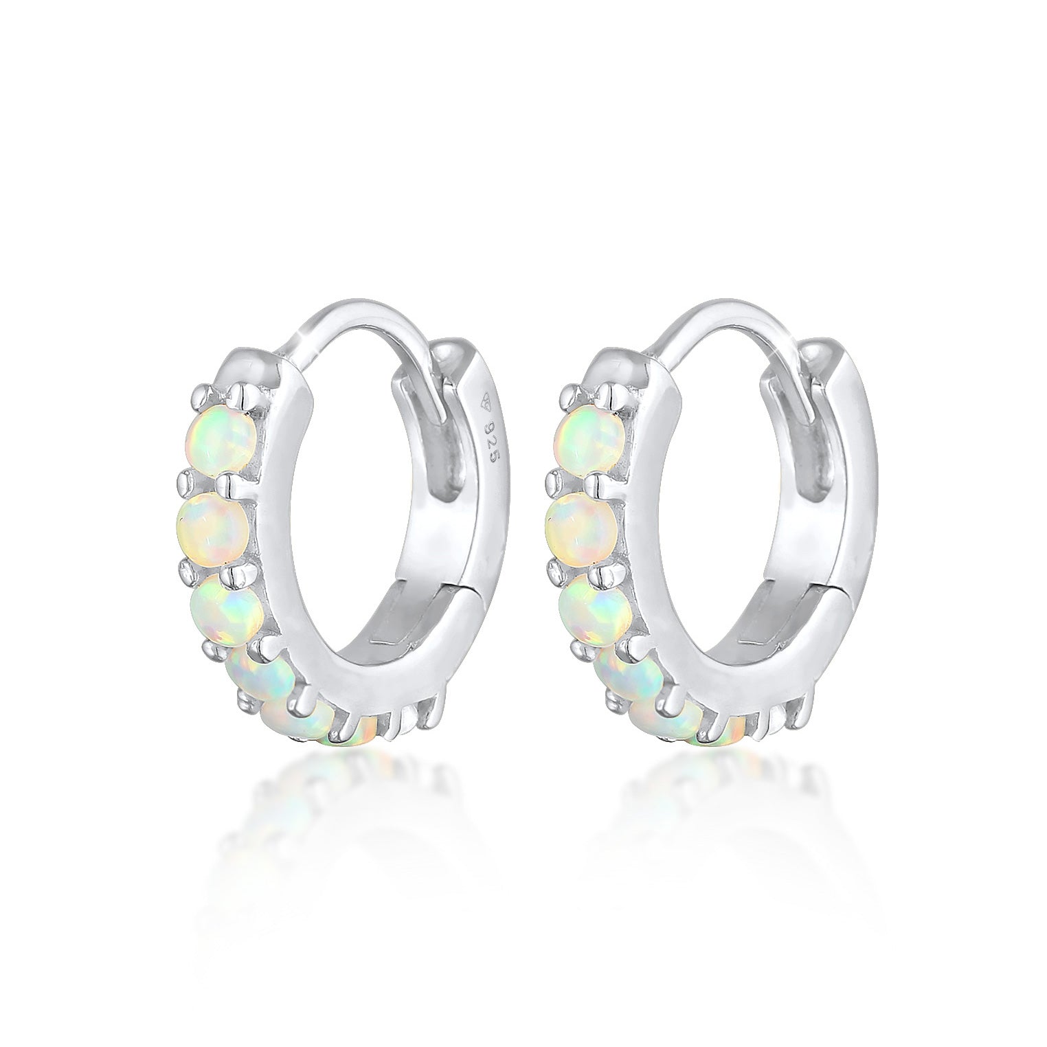 Silber - Elli | Creolen | Opal (Weiß) | 925er Sterling Silber