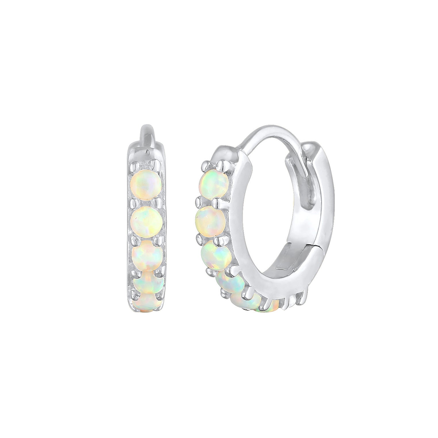 Silber - Elli | Creolen | Opal (Weiß) | 925er Sterling Silber