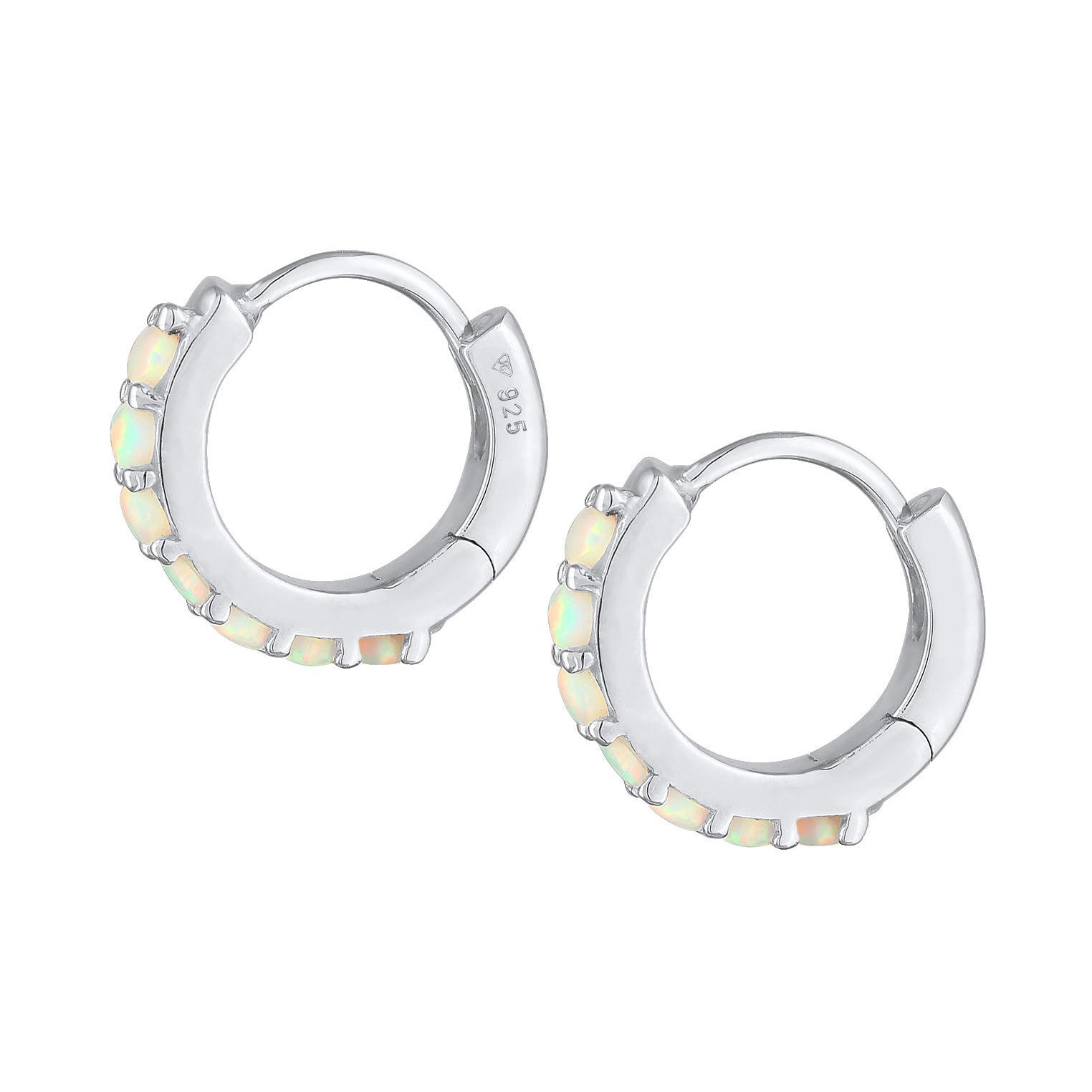 Silber - Elli | Creolen | Opal (Weiß) | 925er Sterling Silber